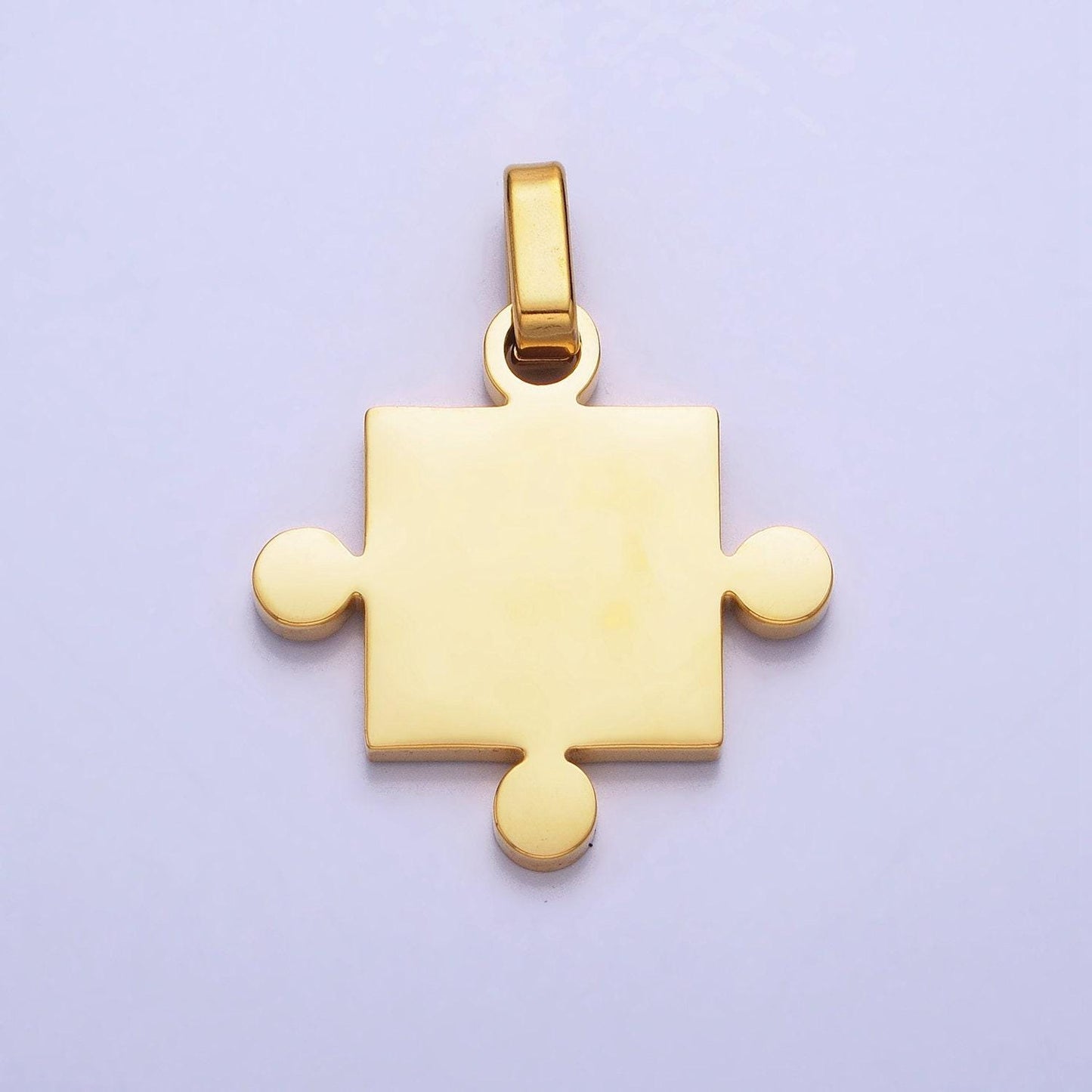 Stainless steel two puzzle pieces pendant in silver & gold autism awareness jewelry inspired | p-1109