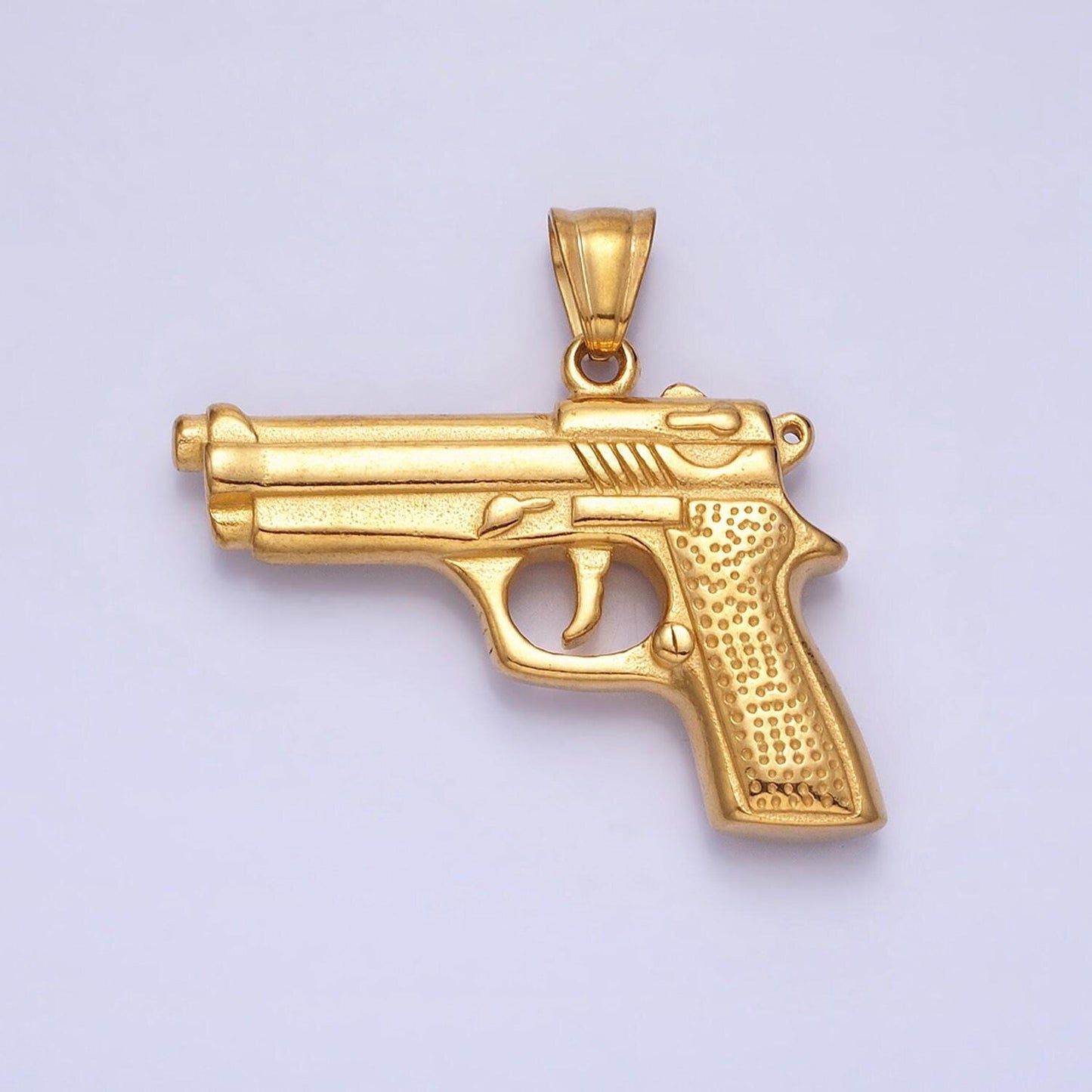 Stainless steel pistol gun pendant in silver & gold | p-1108
