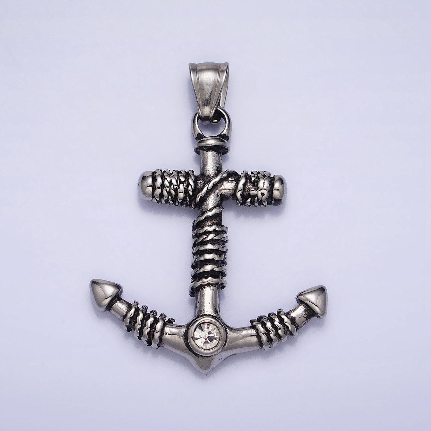 Mens necklace anchor charm pendant in stainless steel hard heavy weight jewelry for men necklace p-1105