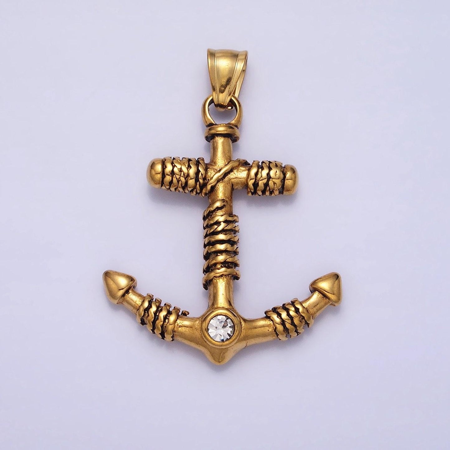 Mens necklace anchor charm pendant in stainless steel hard heavy weight jewelry for men necklace p-1105