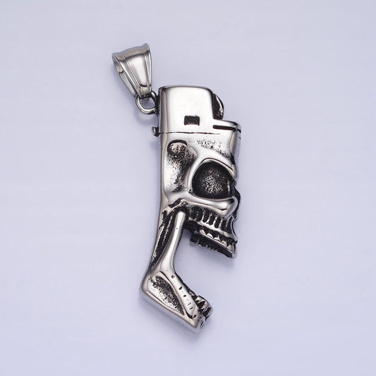 Men skull pendant biker stainless steel skull lighter totem pendant necklace for statement jewelry necklace | p-1102
