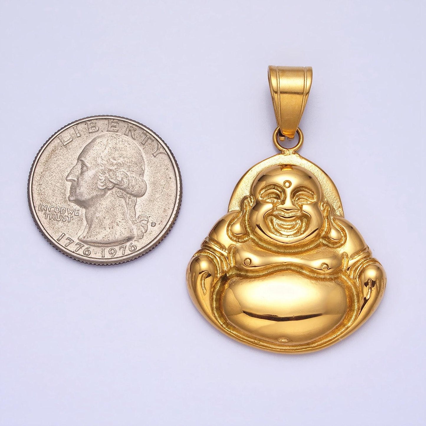 Stainless steel buddha pendant in silver & gold | p-1103