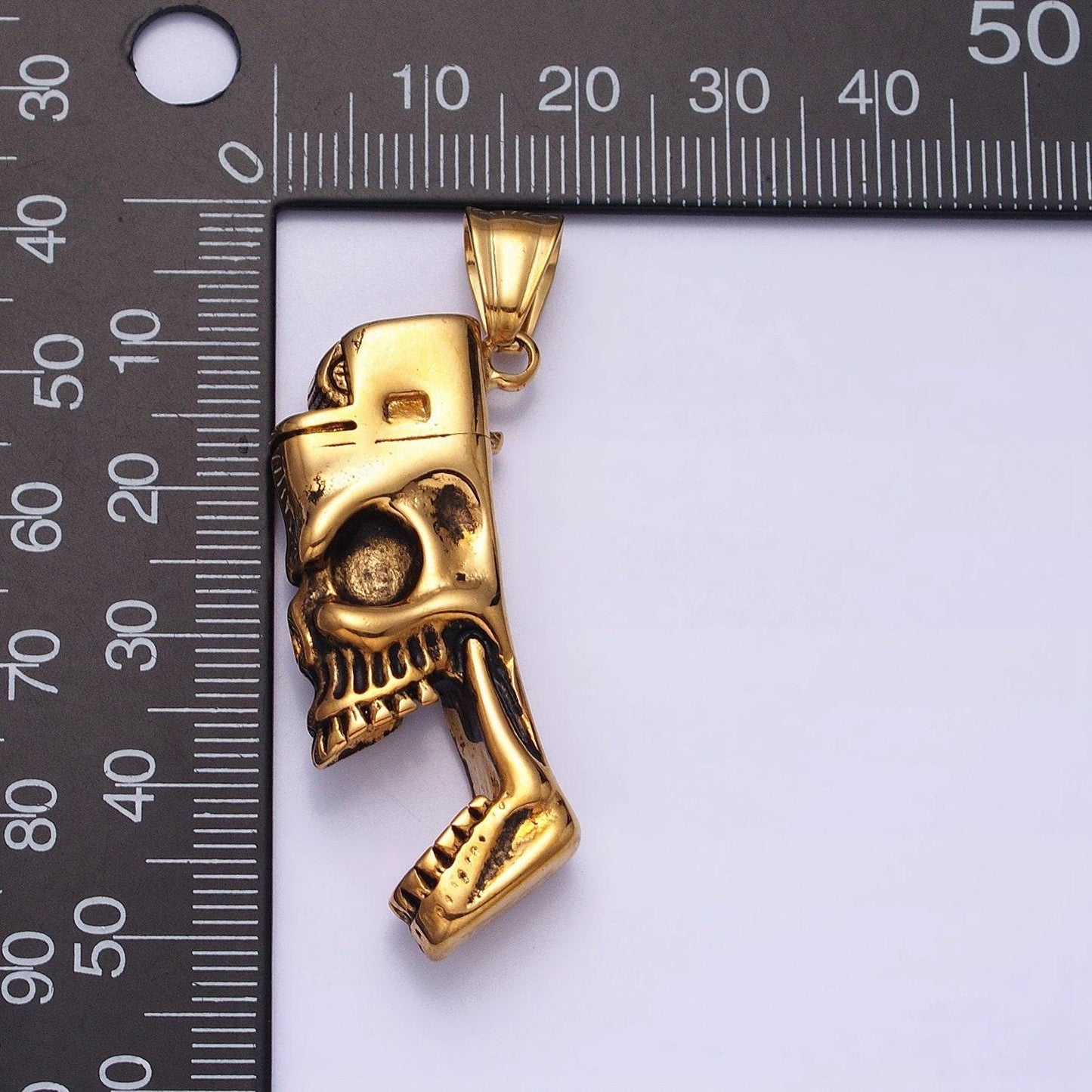 Men skull pendant biker stainless steel skull lighter totem pendant necklace for statement jewelry necklace | p-1102