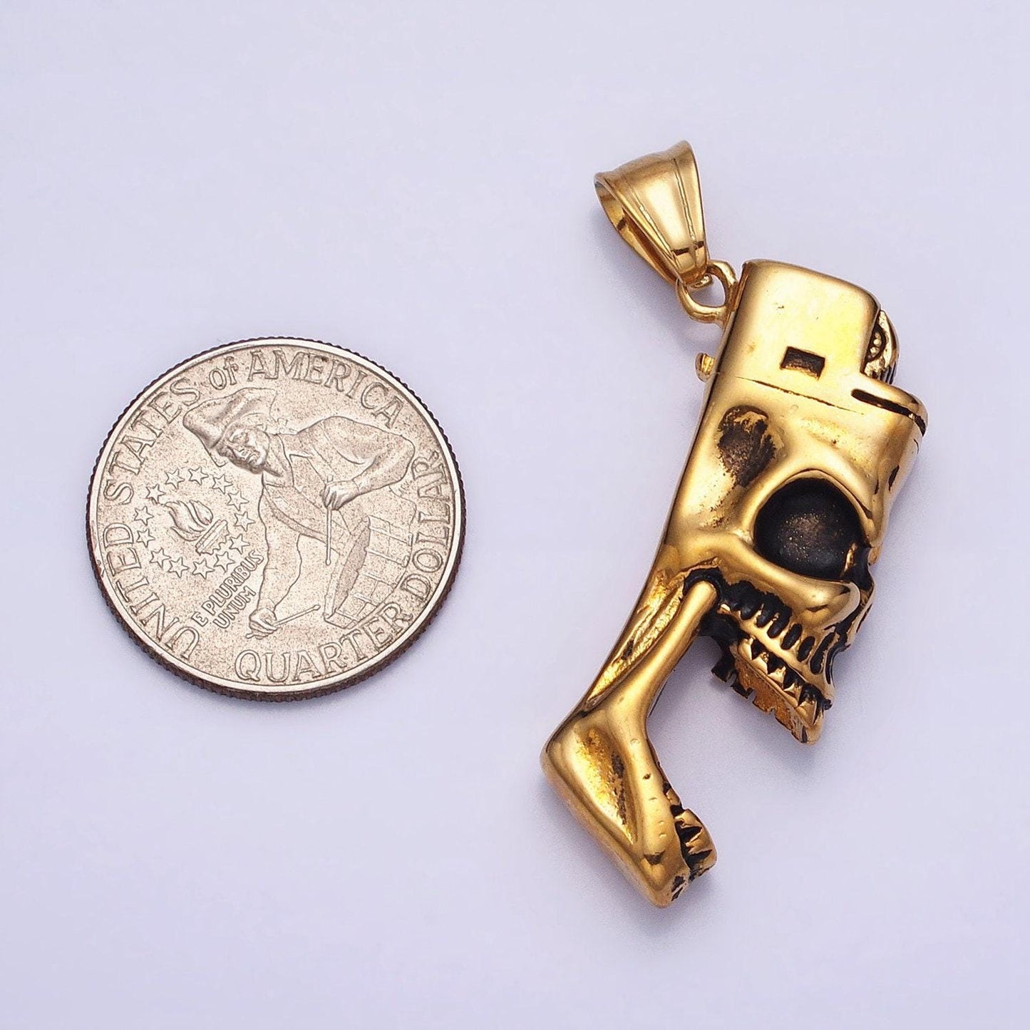 Men skull pendant biker stainless steel skull lighter totem pendant necklace for statement jewelry necklace | p-1102