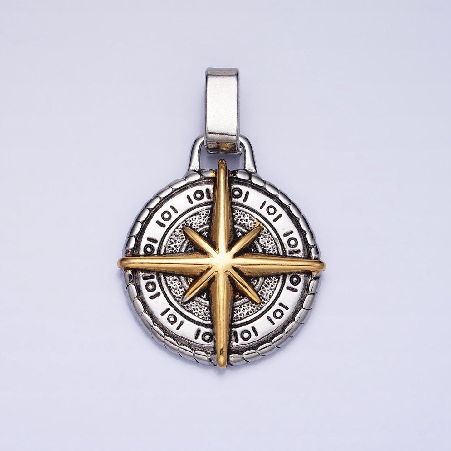 Men compass pendant necklace stainless steel jewelry heavy weight jewelry travel statement necklace supply p-1091 p-1092