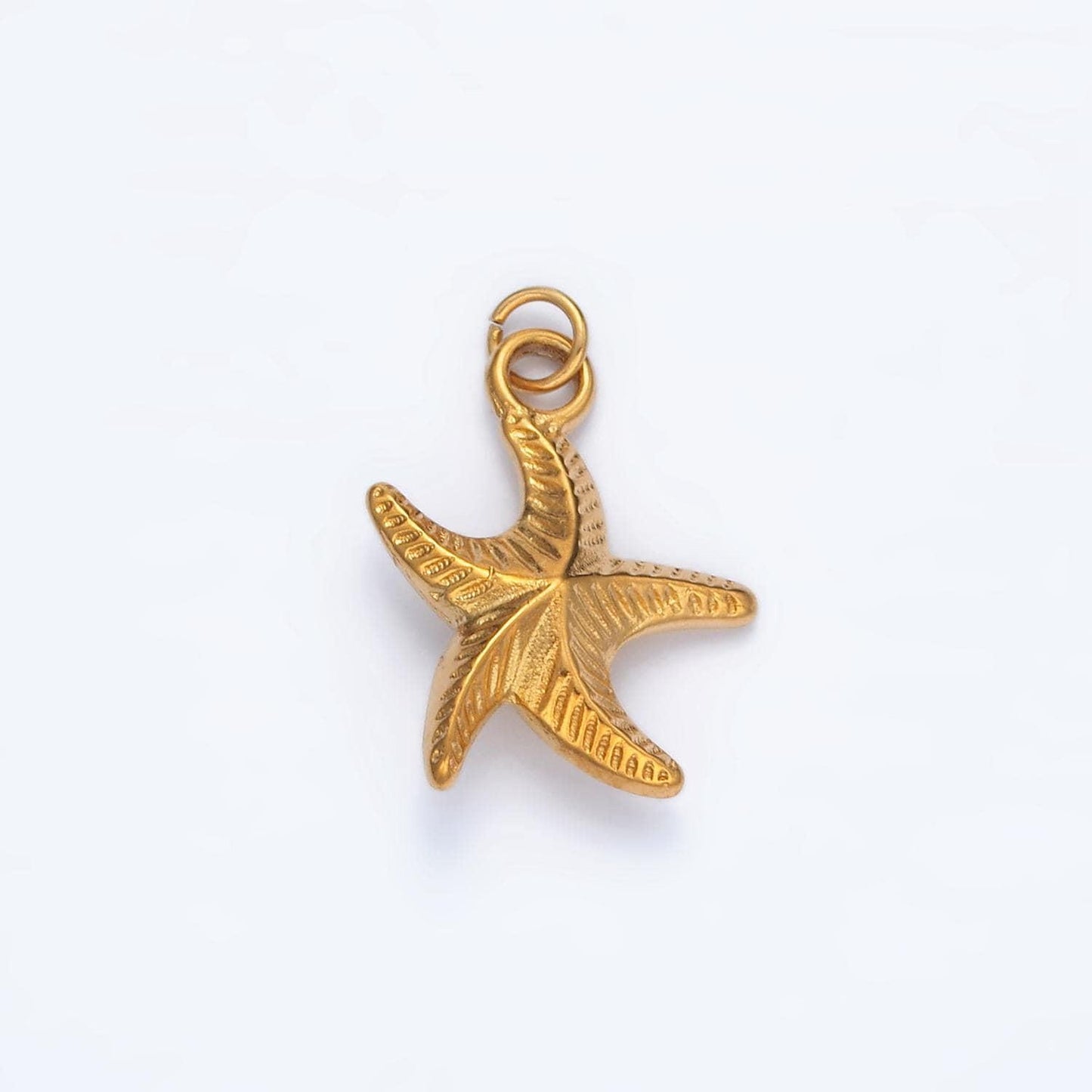 Stainless steel strip textured starfish ocean charm | p-1047