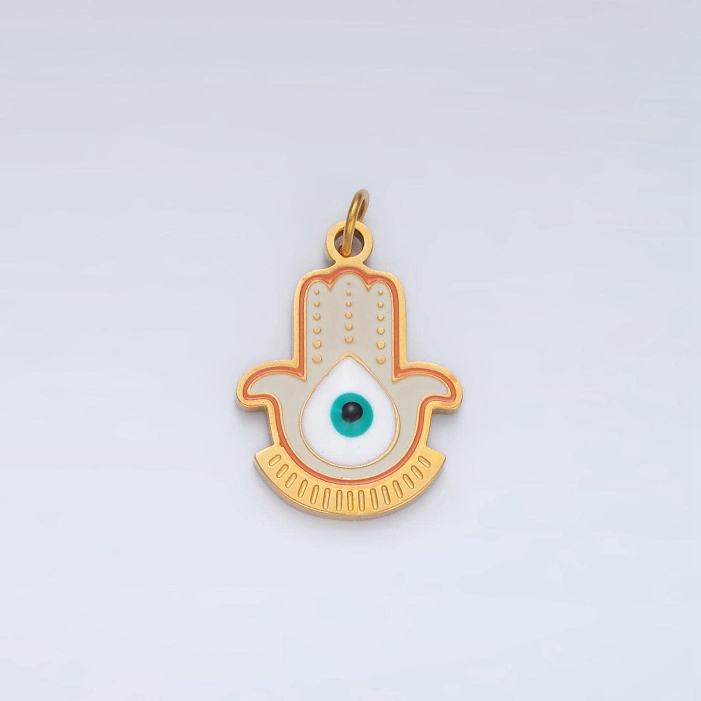 Stainless steel evil eye hamsa hand geometric enamel charm | p1042