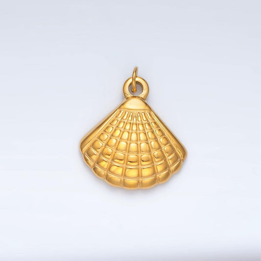 Stainless steel clam sea shell minimalist mini charm | p-1038
