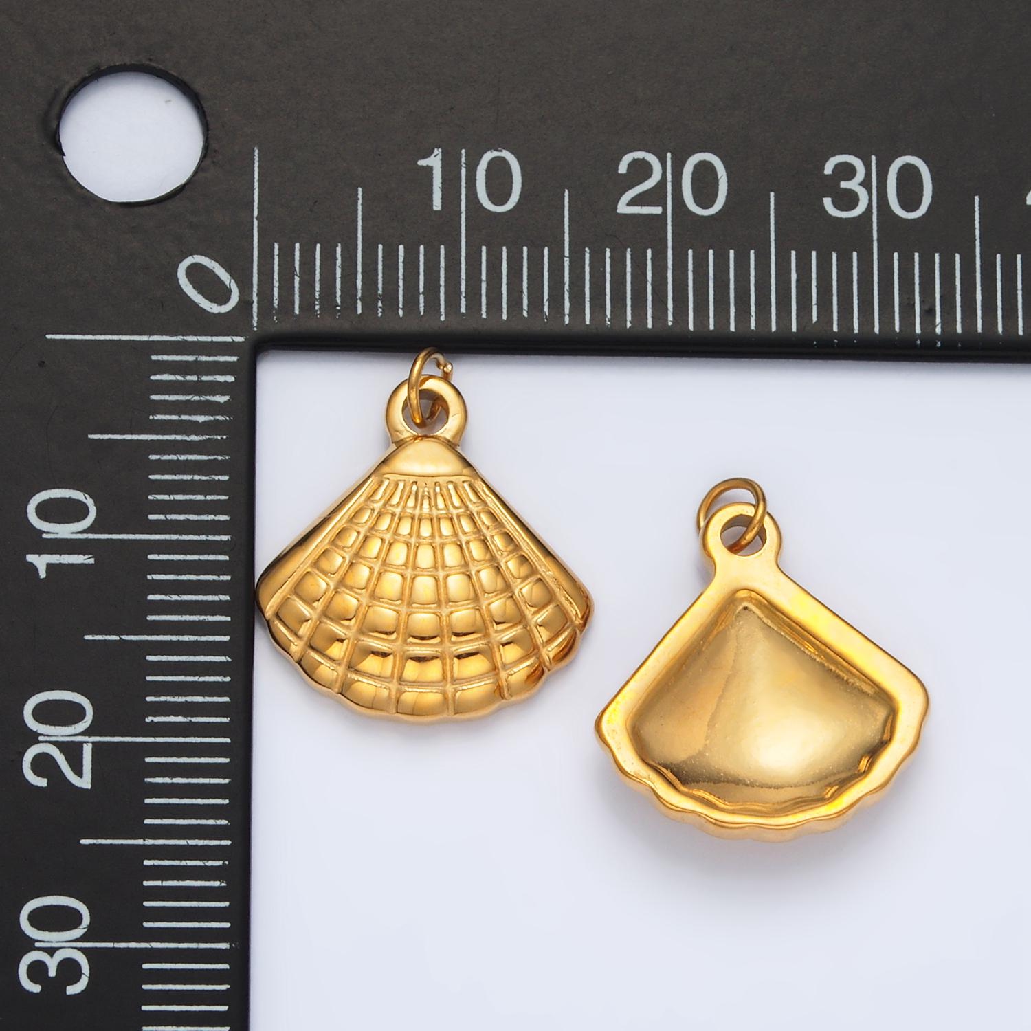 Stainless steel clam sea shell minimalist mini charm | p-1038