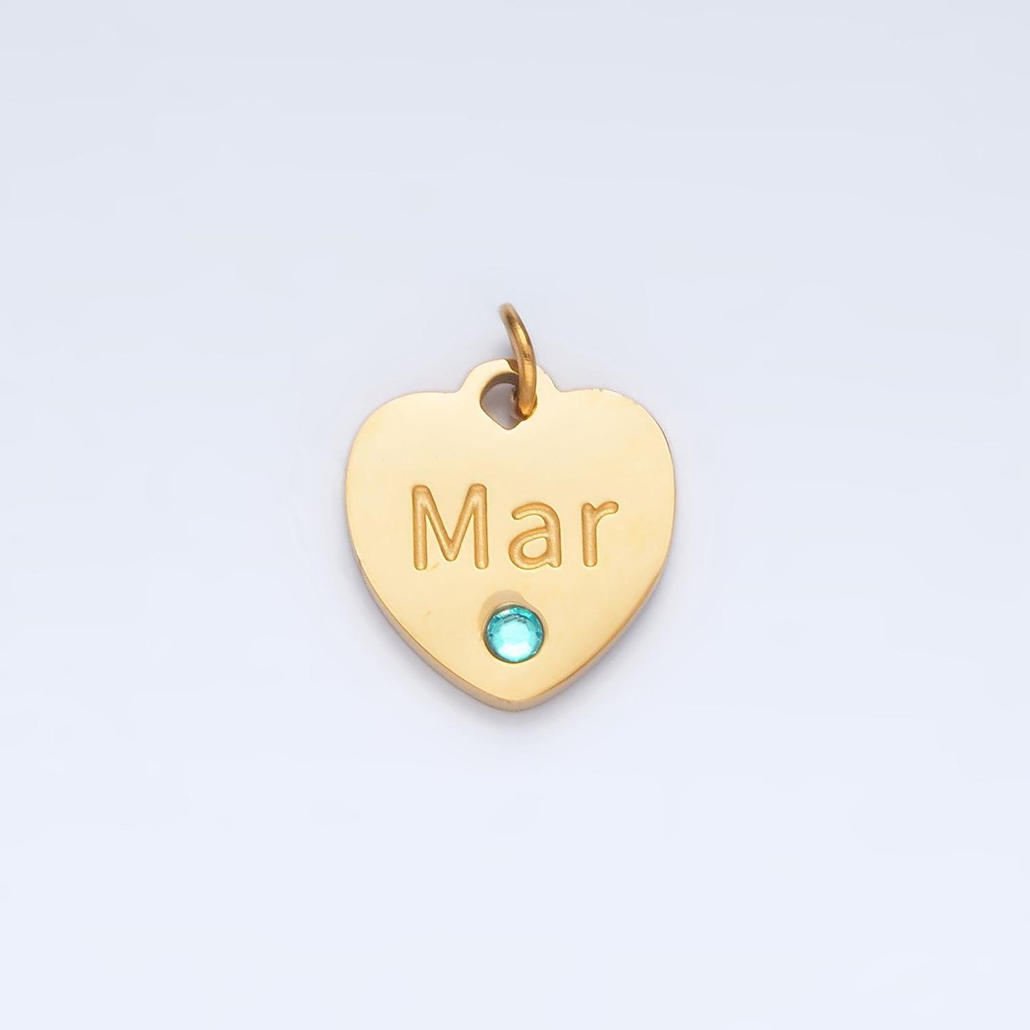 Dainty heart gold stainless steel birthstone cz personalized charm for birthday jewelry gift idea | p1023