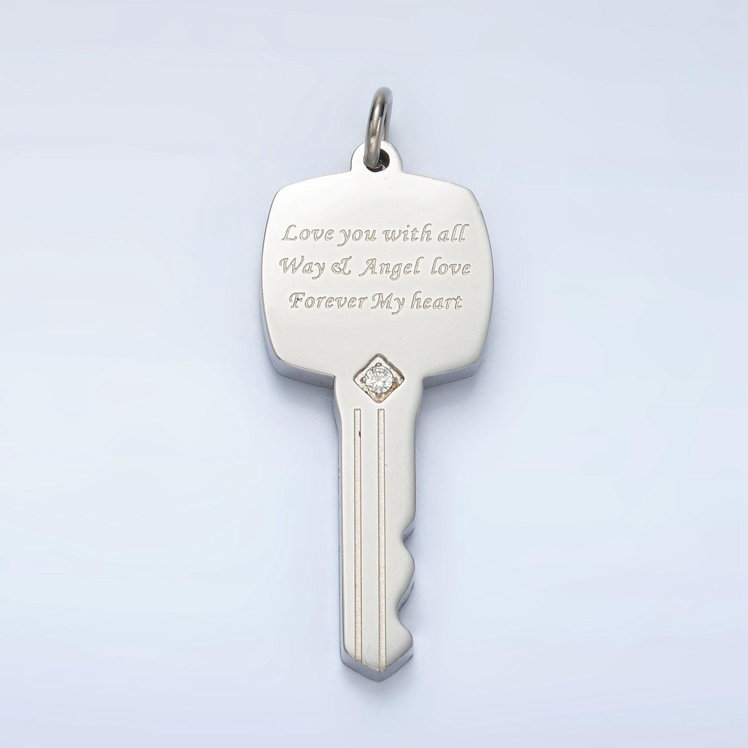 Stainless steel key pendant charm, dainty key pendant charm, lock pendant, for men jewelry making supply p1021