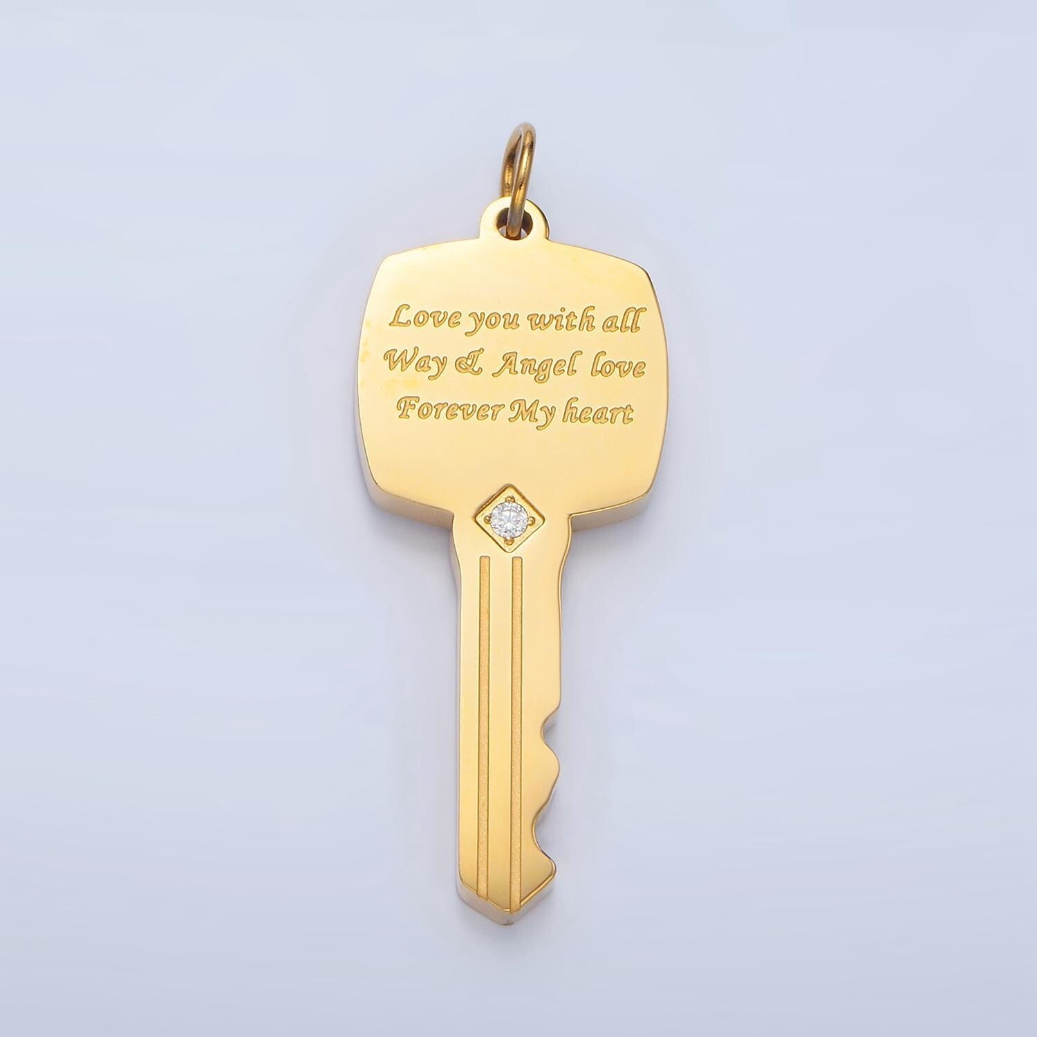 Stainless steel key pendant charm, dainty key pendant charm, lock pendant, for men jewelry making supply p1021
