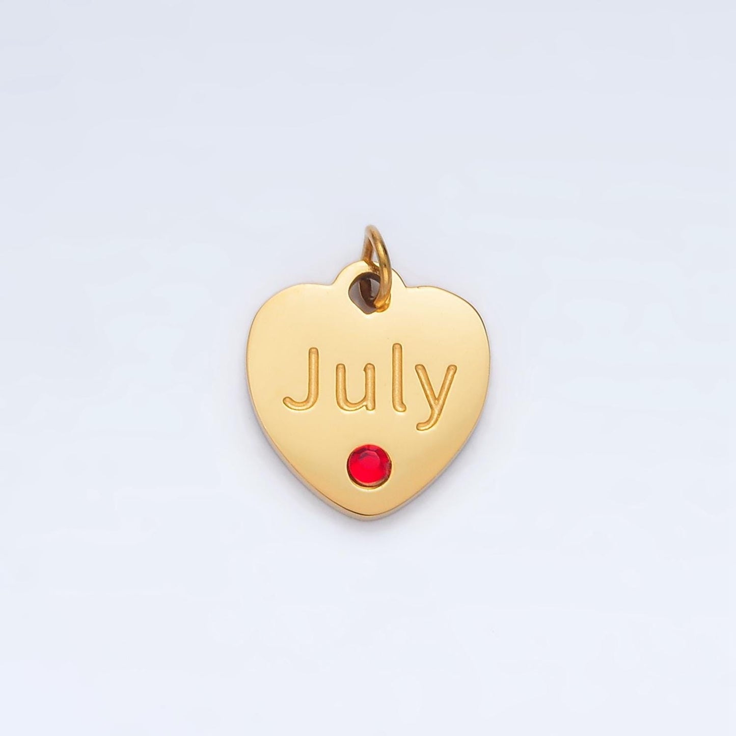 Dainty heart gold stainless steel birthstone cz personalized charm for birthday jewelry gift idea | p1023