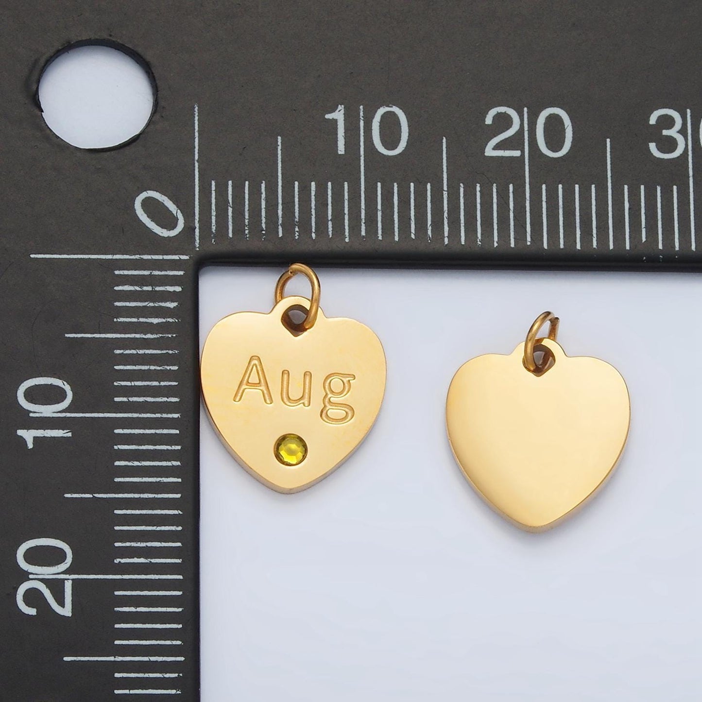 Dainty heart gold stainless steel birthstone cz personalized charm for birthday jewelry gift idea | p1023