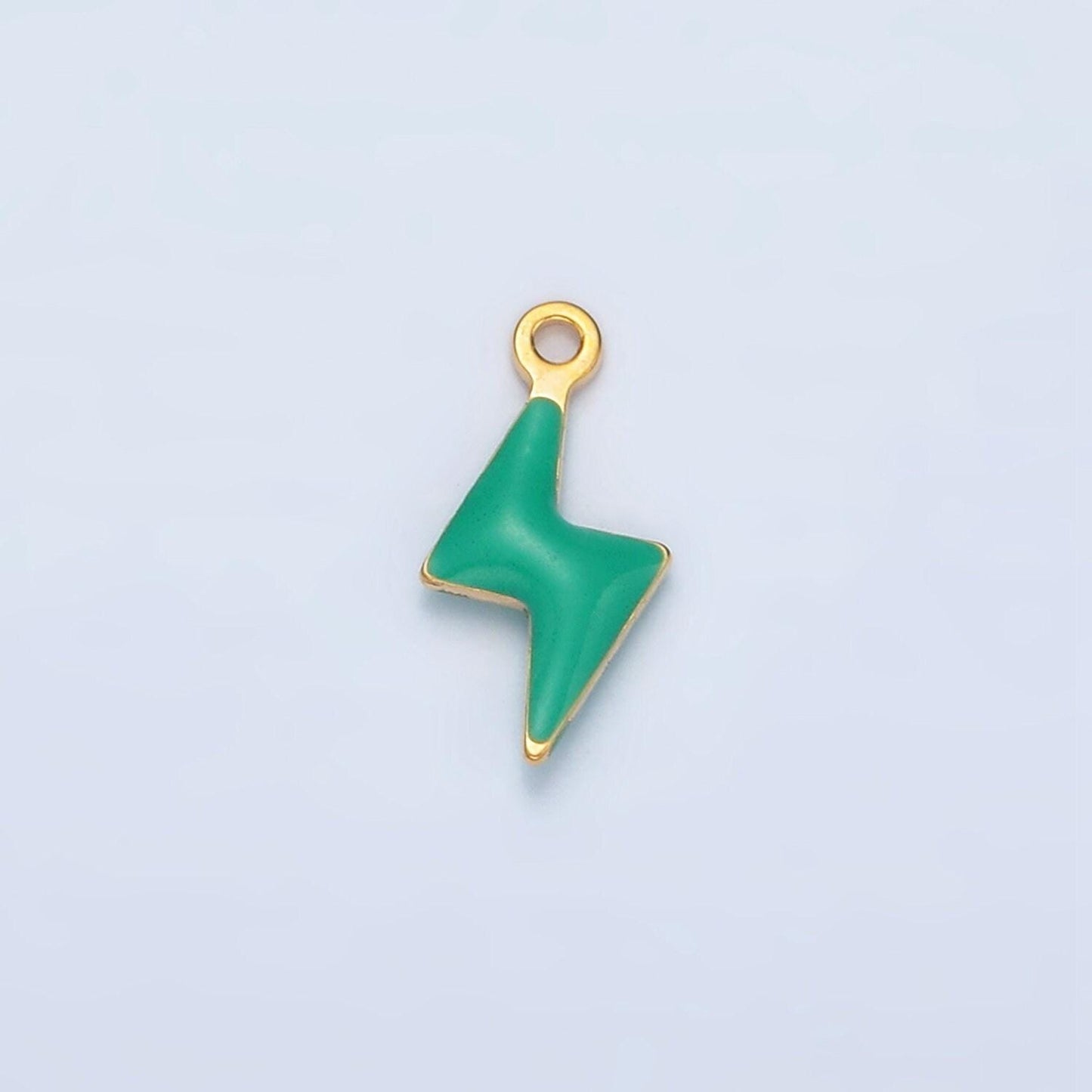 Tiny enamel gold charms double sided lightning bolt enamel stainless steel for charm bar teal pink white charm for bracelet necklace p1019