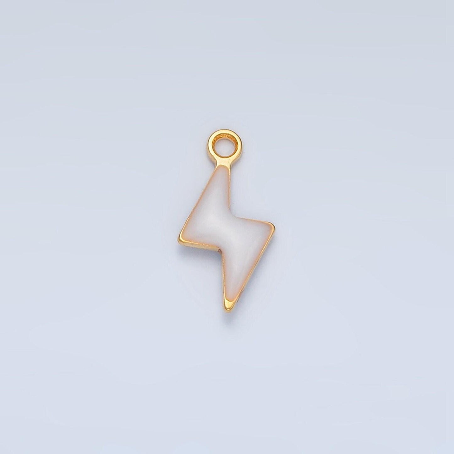Tiny enamel gold charms double sided lightning bolt enamel stainless steel for charm bar teal pink white charm for bracelet necklace p1019