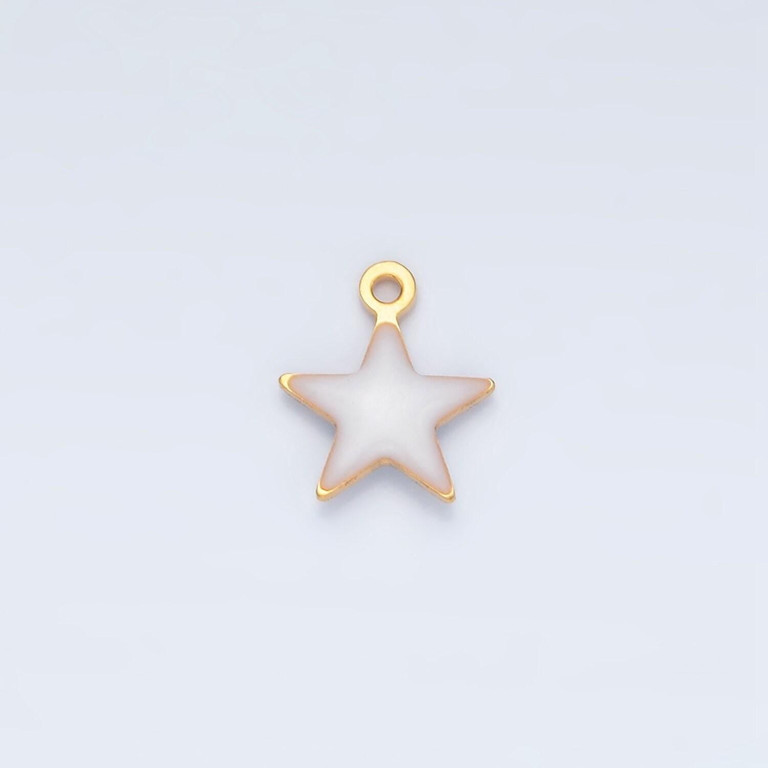 Tiny enamel gold charms double sided star enamel stainless steel for charm bar teal pink white charm for bracelet necklace p1018