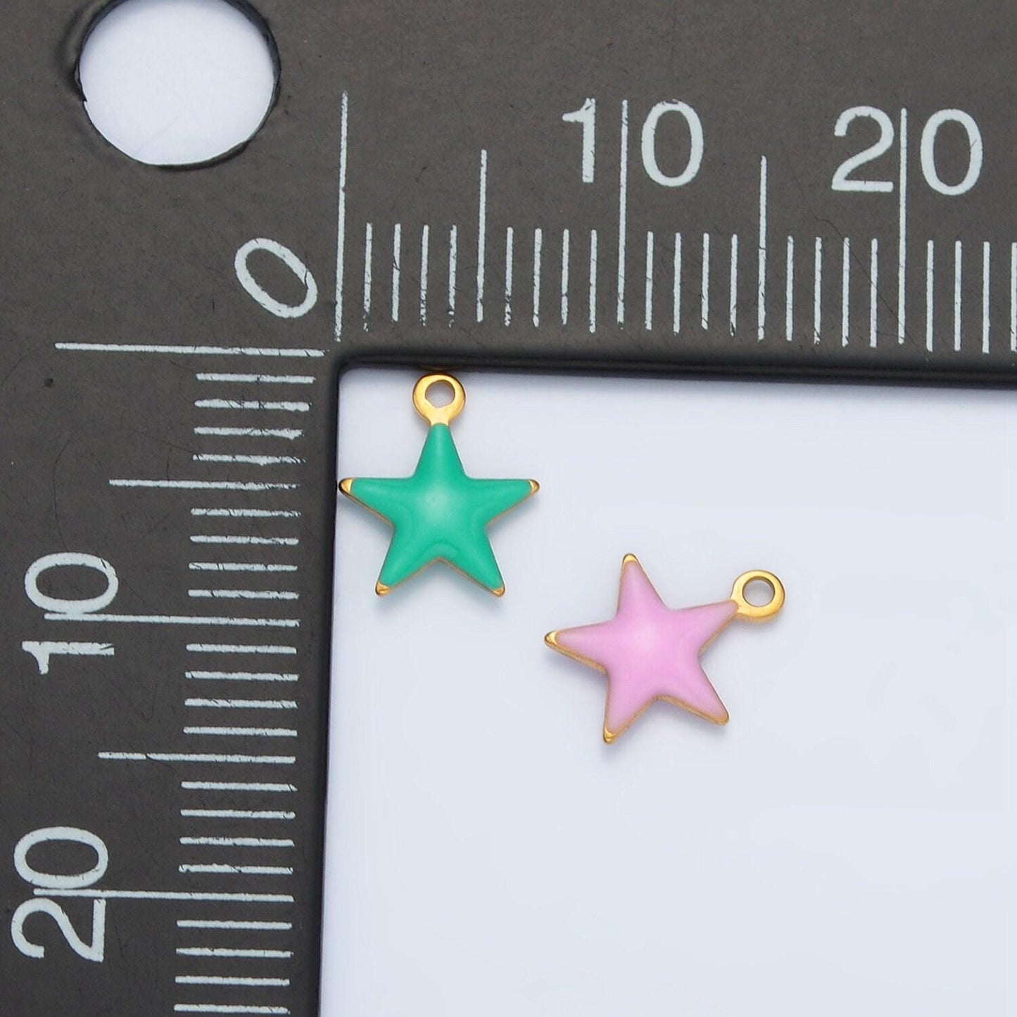 Tiny enamel gold charms double sided star enamel stainless steel for charm bar teal pink white charm for bracelet necklace p1018