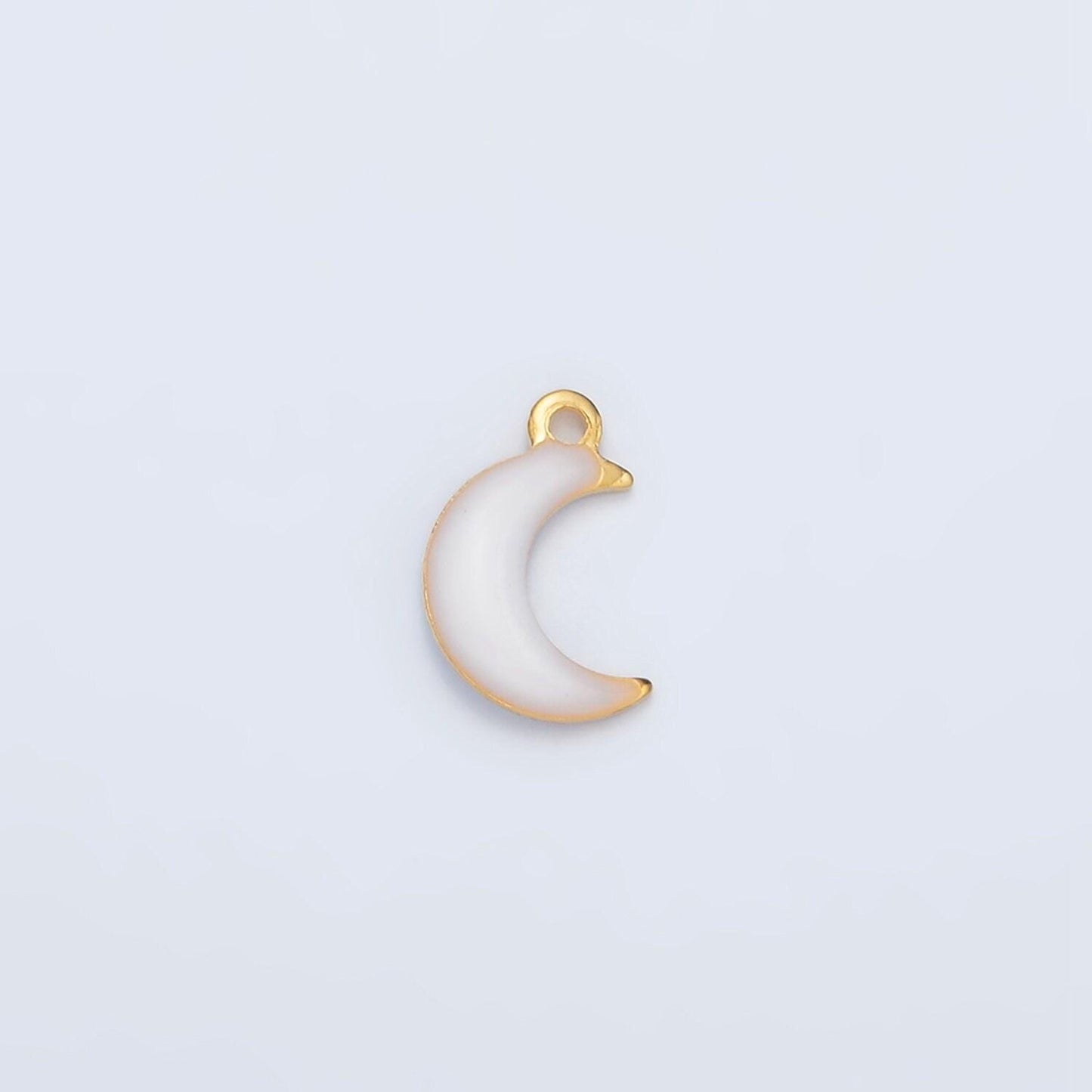 Tiny enamel gold charms double sided moon enamel stainless steel for charm bar teal pink white charm for bracelet necklace p1018