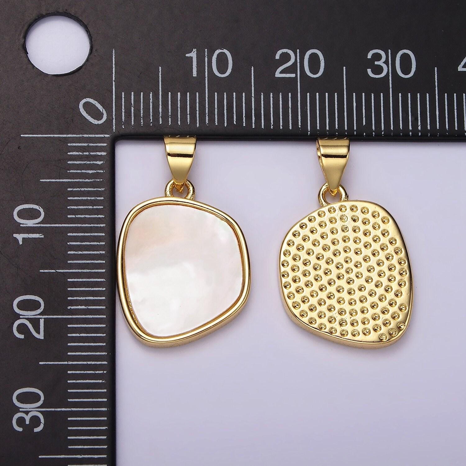 14k gold filled shell pearl abstract round oval bezel pendant | n1950