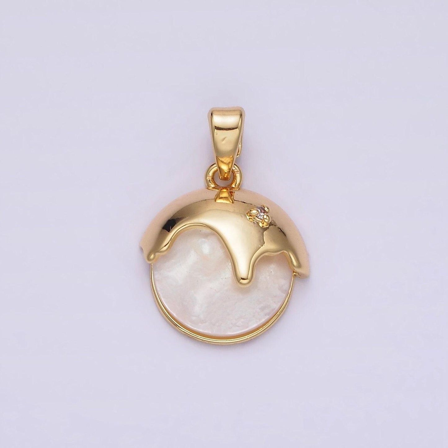 Dainty pearl charm genuine shell pearl pendant bridal wedding jewelry, pearl component for diy jewelry making | i-045