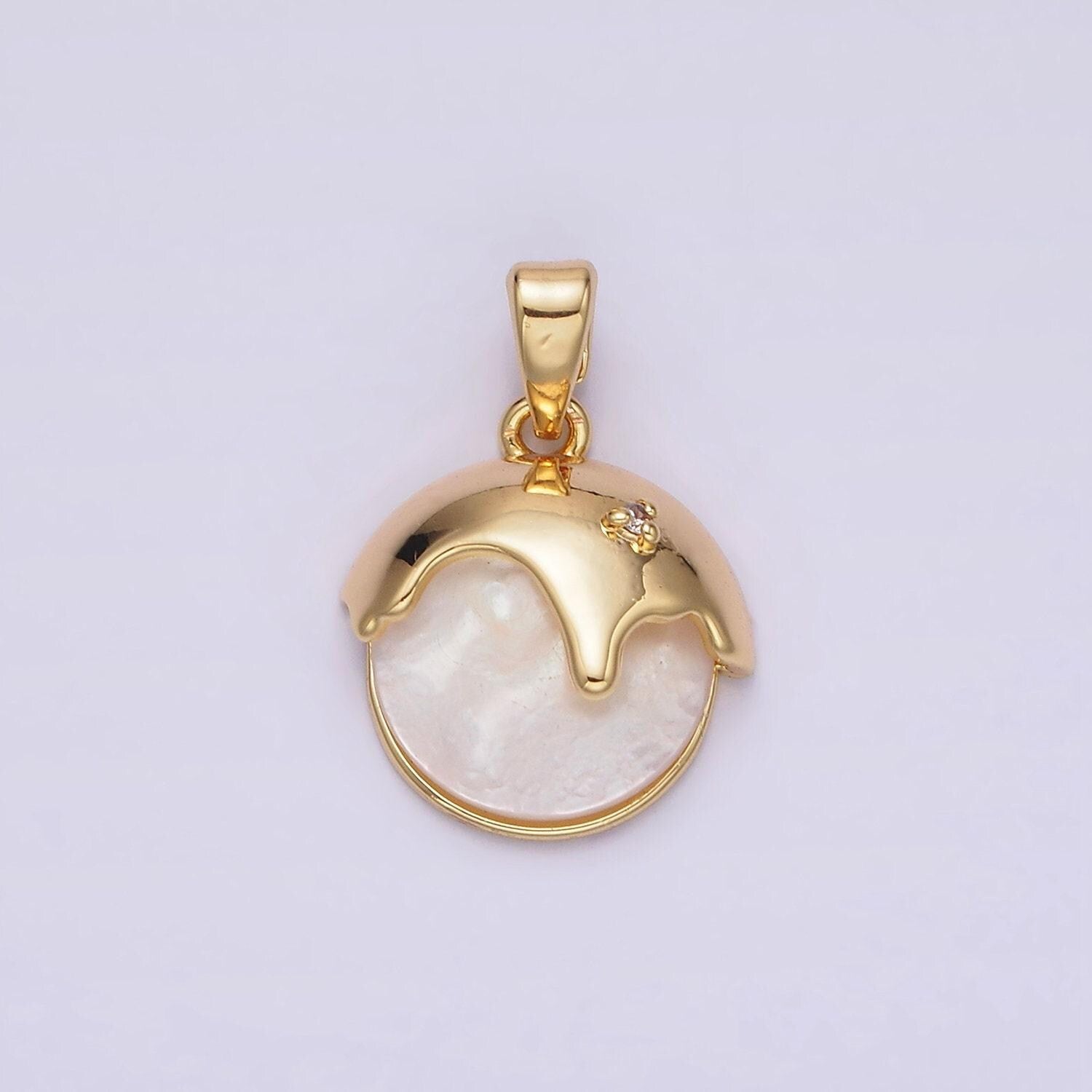 Dainty pearl charm genuine shell pearl pendant bridal wedding jewelry, pearl component for diy jewelry making | i-045