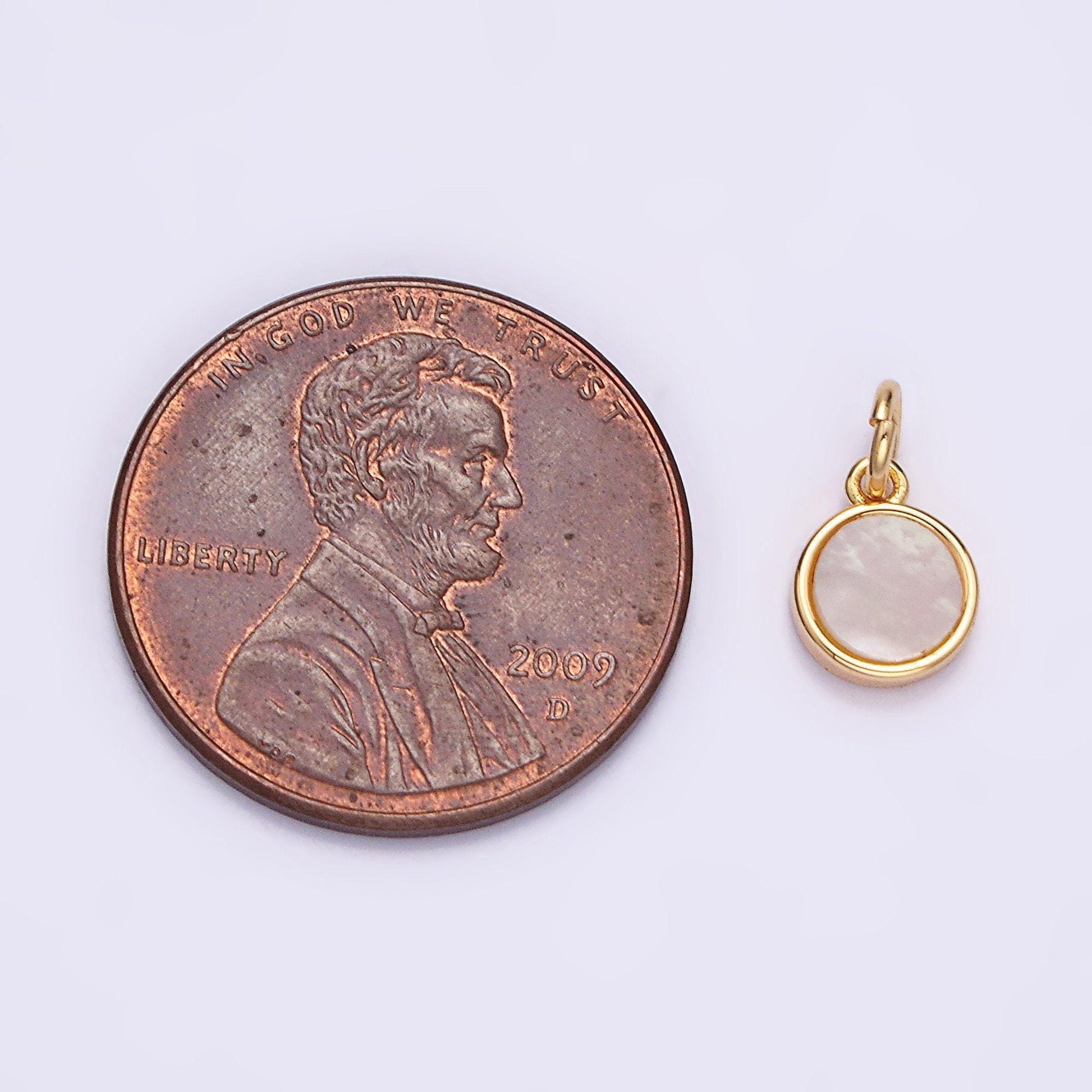 16k gold filled 6mm round shell pearl minimalist bezel mini add-on charm | n1497