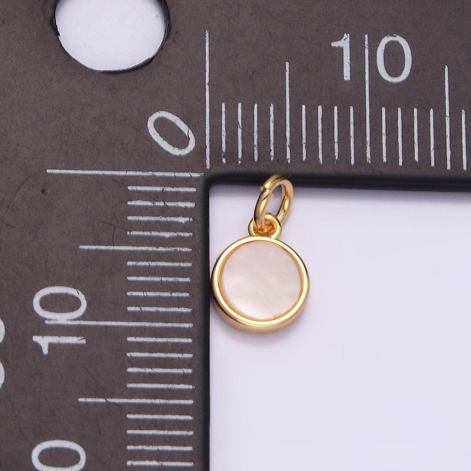 16k gold filled 6mm round shell pearl minimalist bezel mini add-on charm | n1497