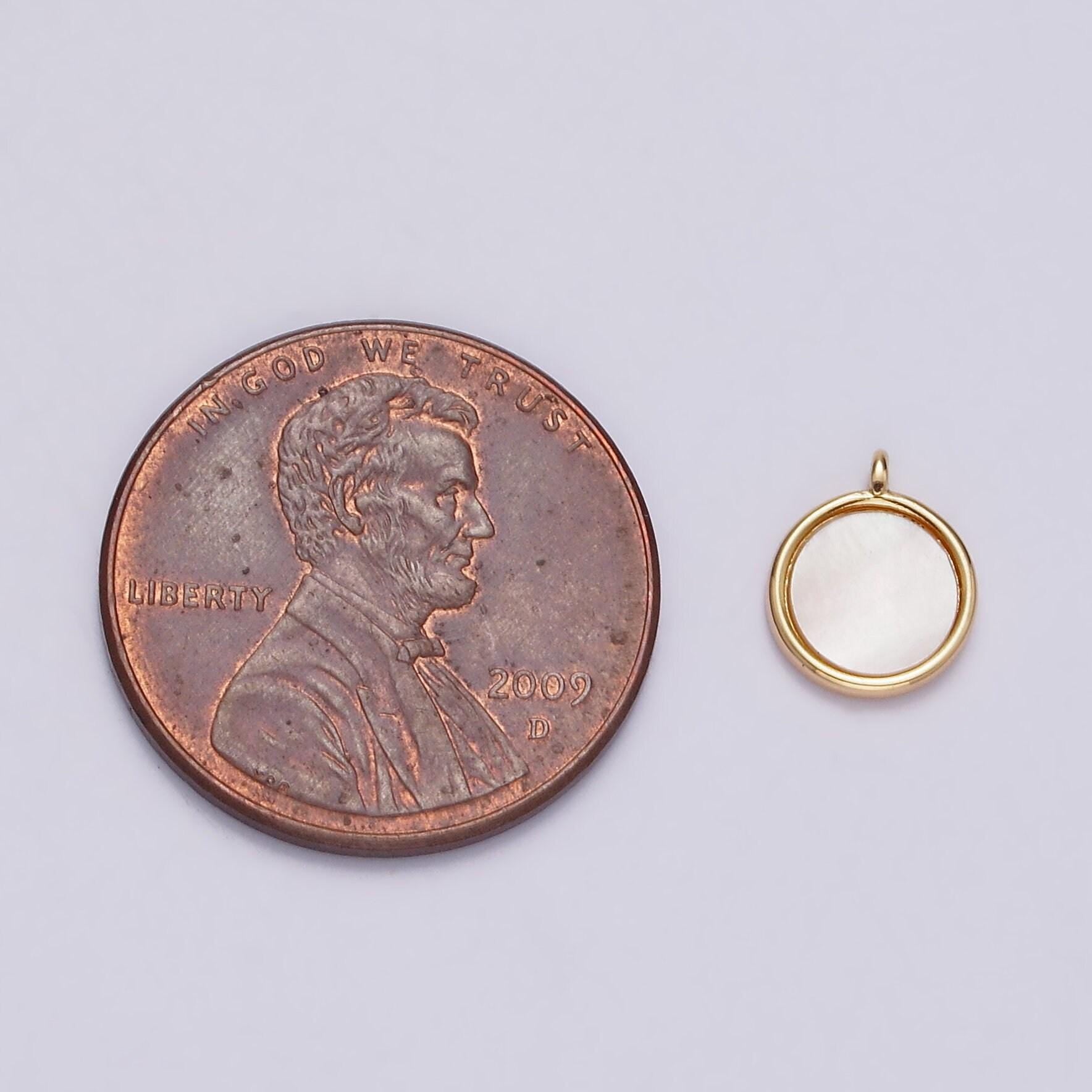 16k gold filled 7mm shell pearl minimalist bezel pendant charm for bracelet necklace component | n1495