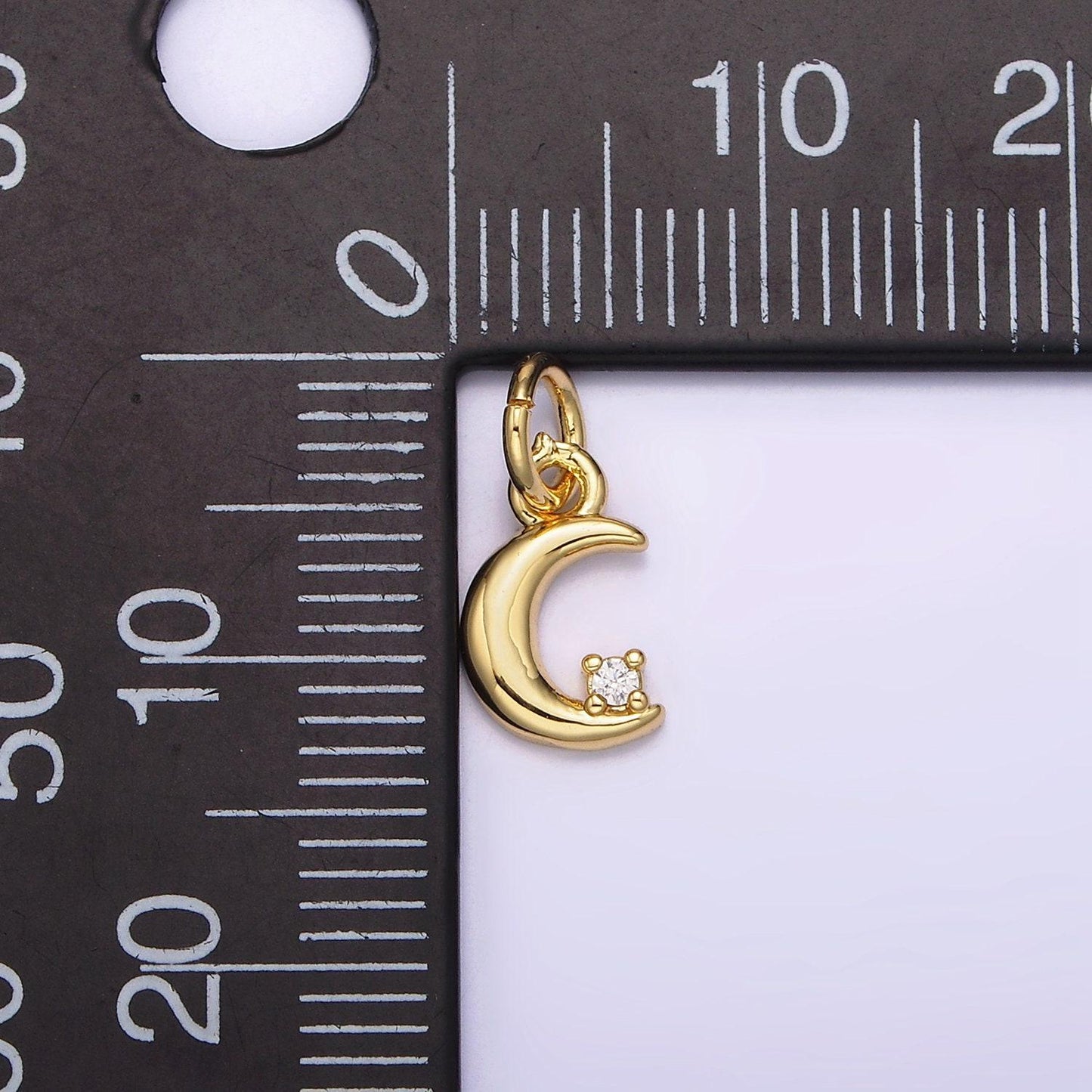 Mini moon charm, micro pave cz small crescent moon charms, dainty pave moon charm, dangle charms for jewelry supply n-976
