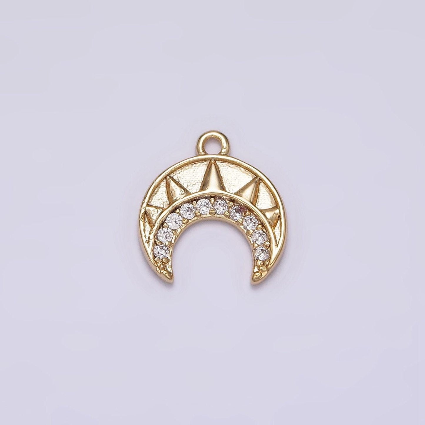 16k gold filled clear cz tusk charm mini crescent moon charm | n970