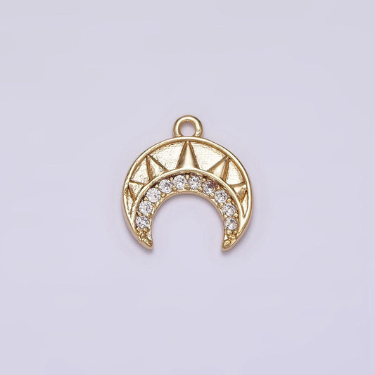 16k gold filled clear cz tusk charm mini crescent moon charm | n970