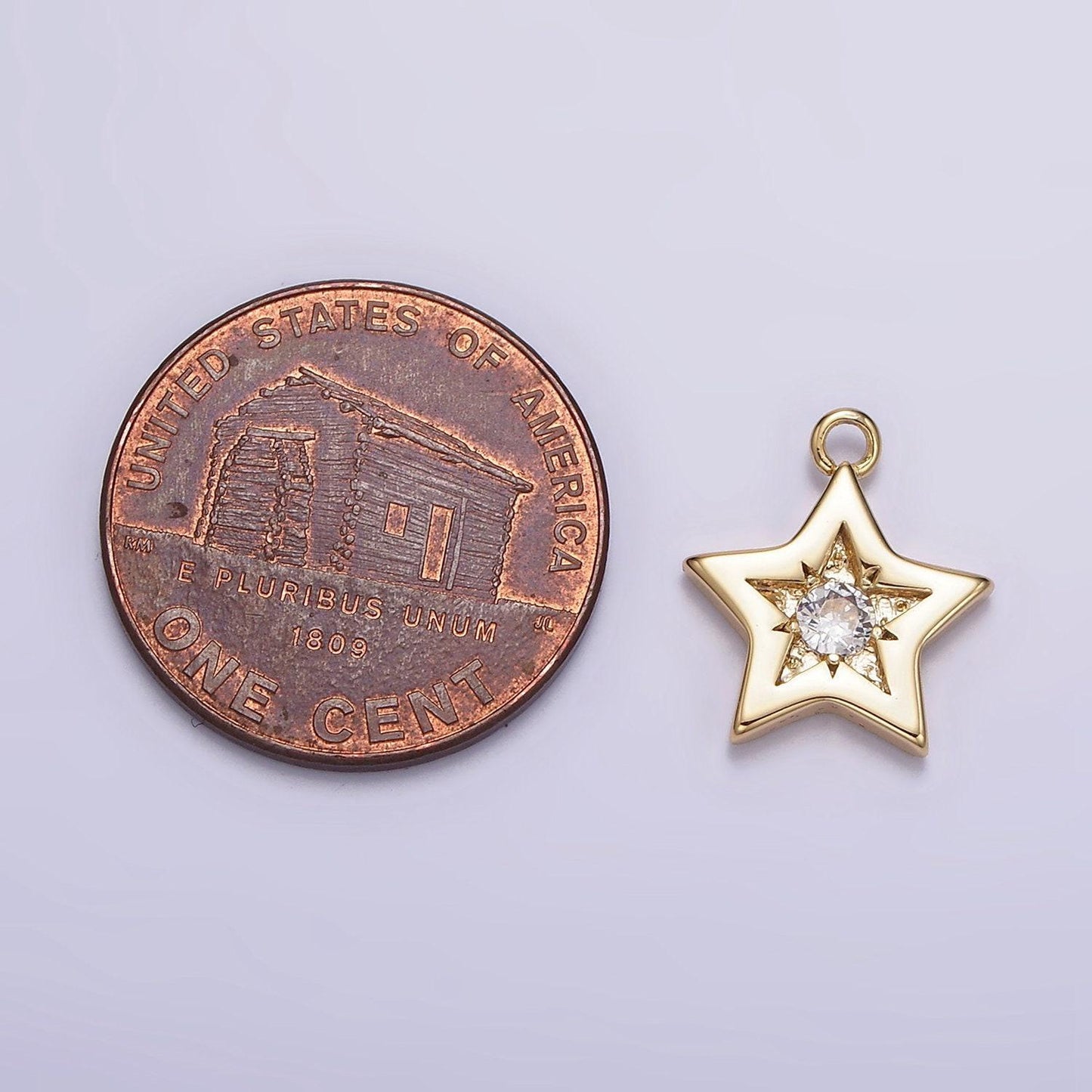 16k gold filled mini clear cz celestial star add-on charm | n956