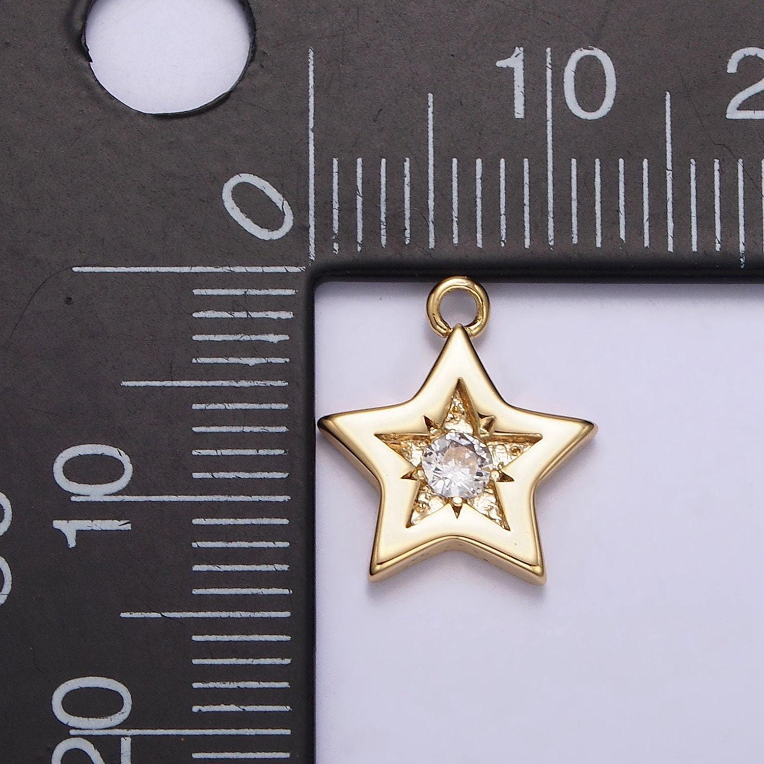 16k gold filled mini clear cz celestial star add-on charm | n956