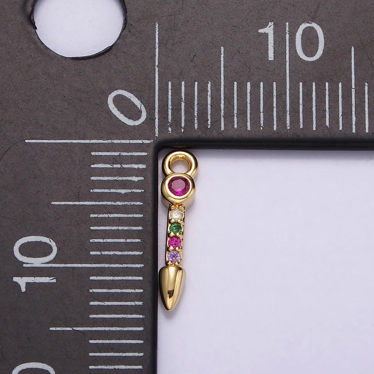 16k gold filled multicolor cz micro paved arrow spear add-on charm | n952