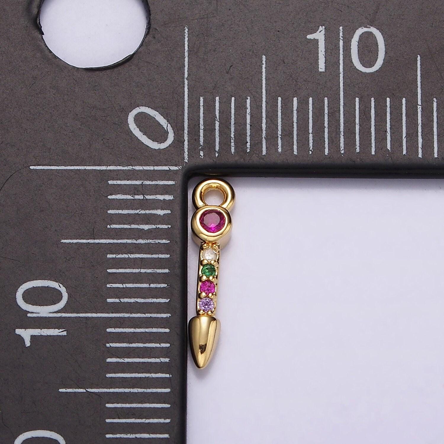 16k gold filled multicolor cz micro paved arrow spear add-on charm | n952
