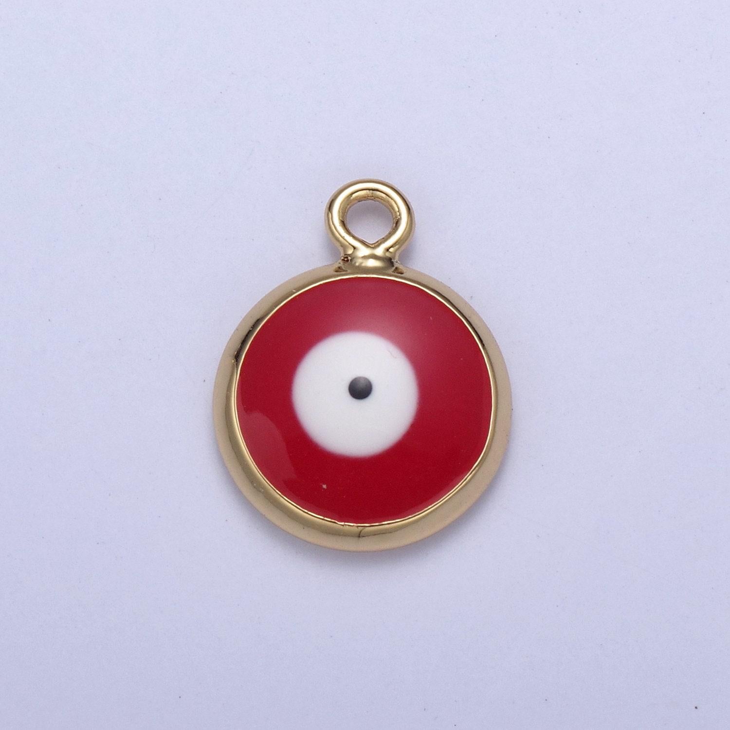 1x dainty gold enamel evil eyes pendant, 6 colors 24k gold filled | diy amulet charm add on necklace bracelet | n-930