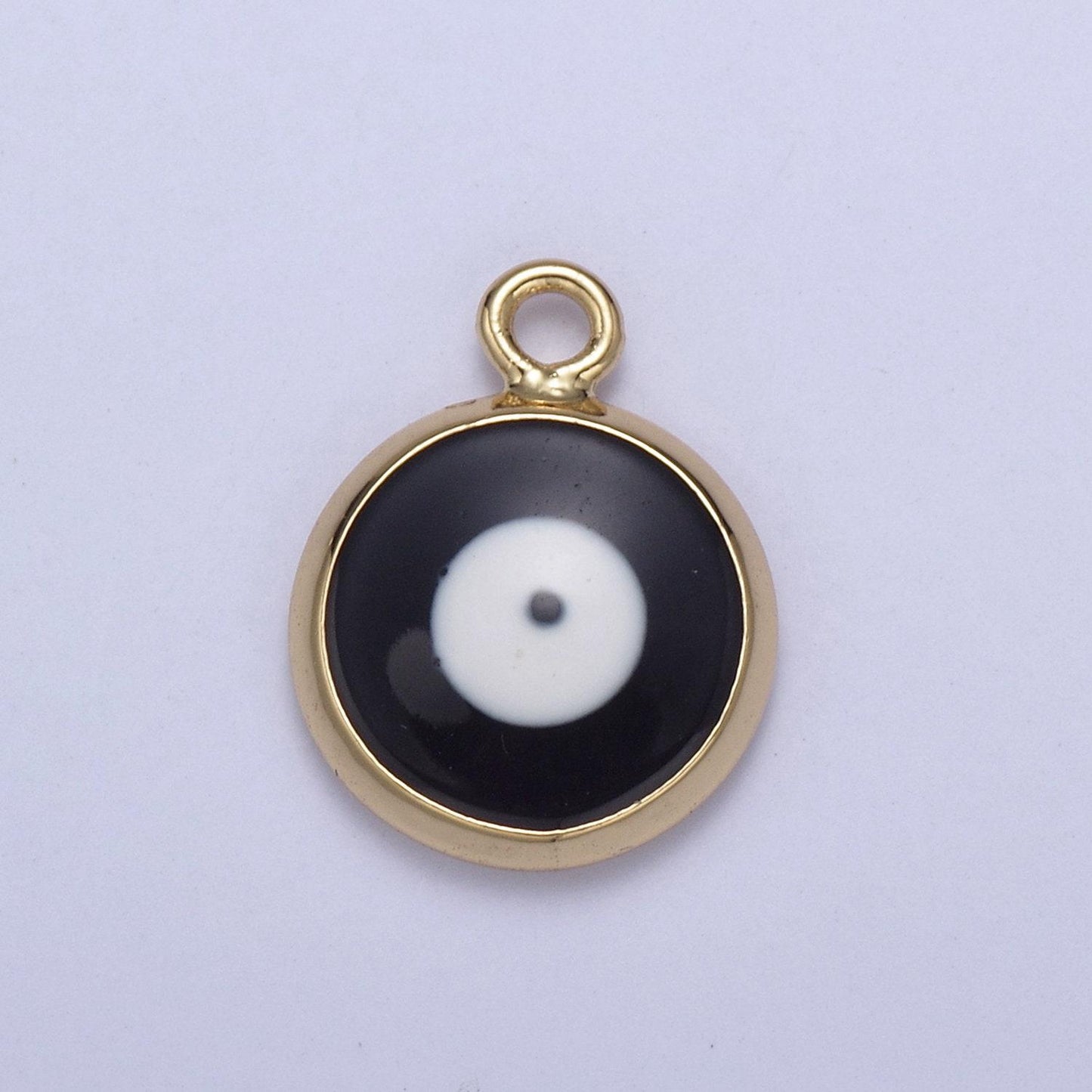 1x dainty gold enamel evil eyes pendant, 6 colors 24k gold filled | diy amulet charm add on necklace bracelet | n-930