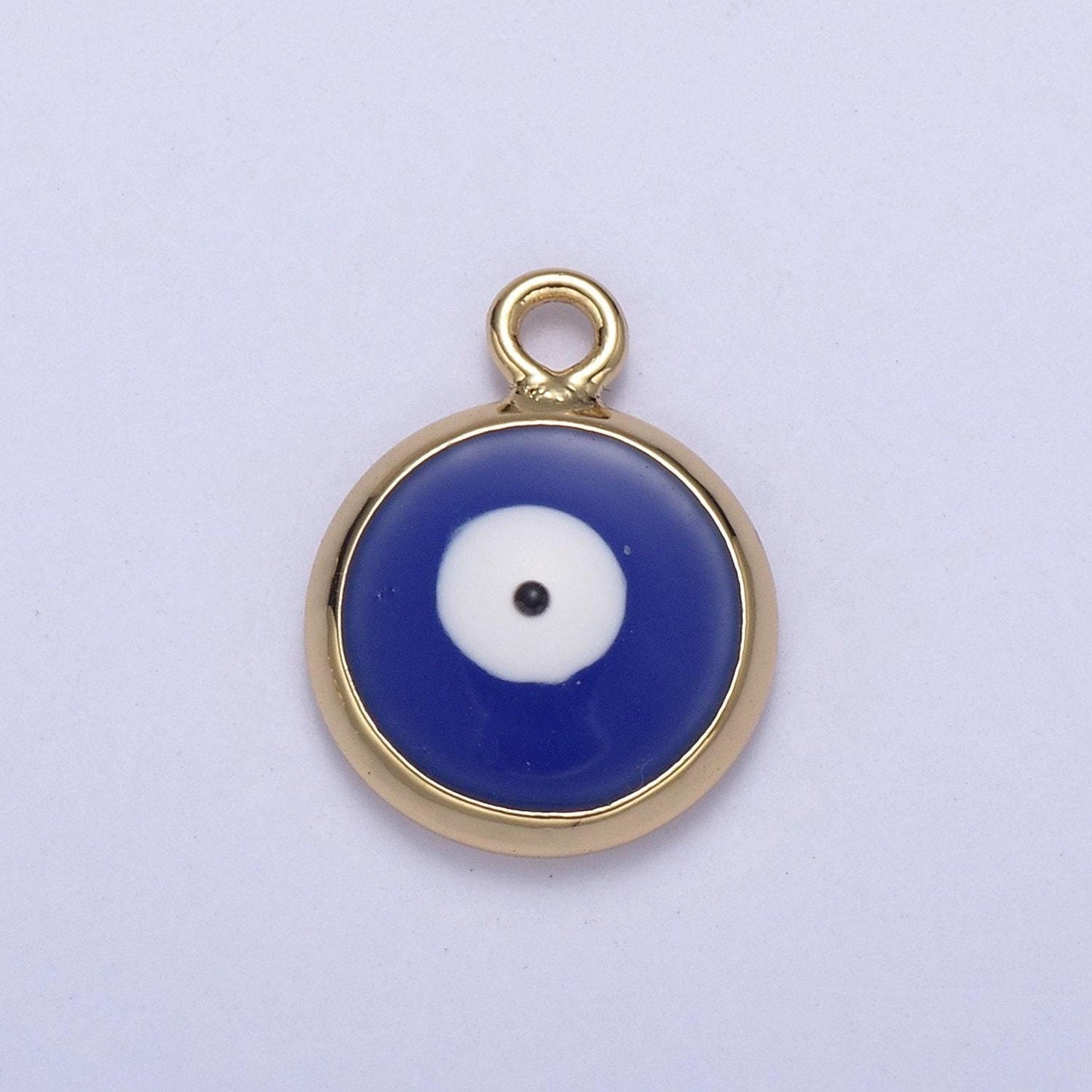 1x dainty gold enamel evil eyes pendant, 6 colors 24k gold filled | diy amulet charm add on necklace bracelet | n-930