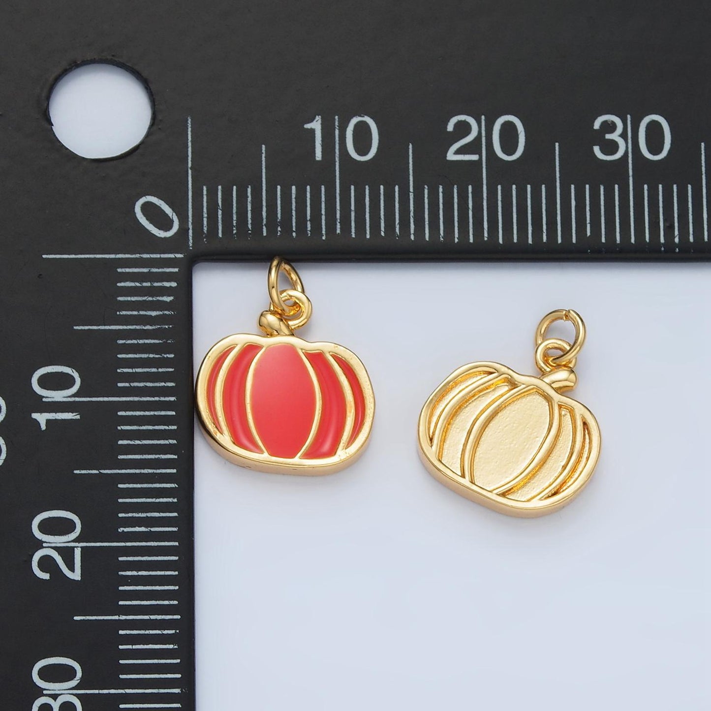 24k gold filled 12mm orange pumpkin charm enamel fruit thanksgiving fall charm inspired for bracelet necklace add-on charm | n927