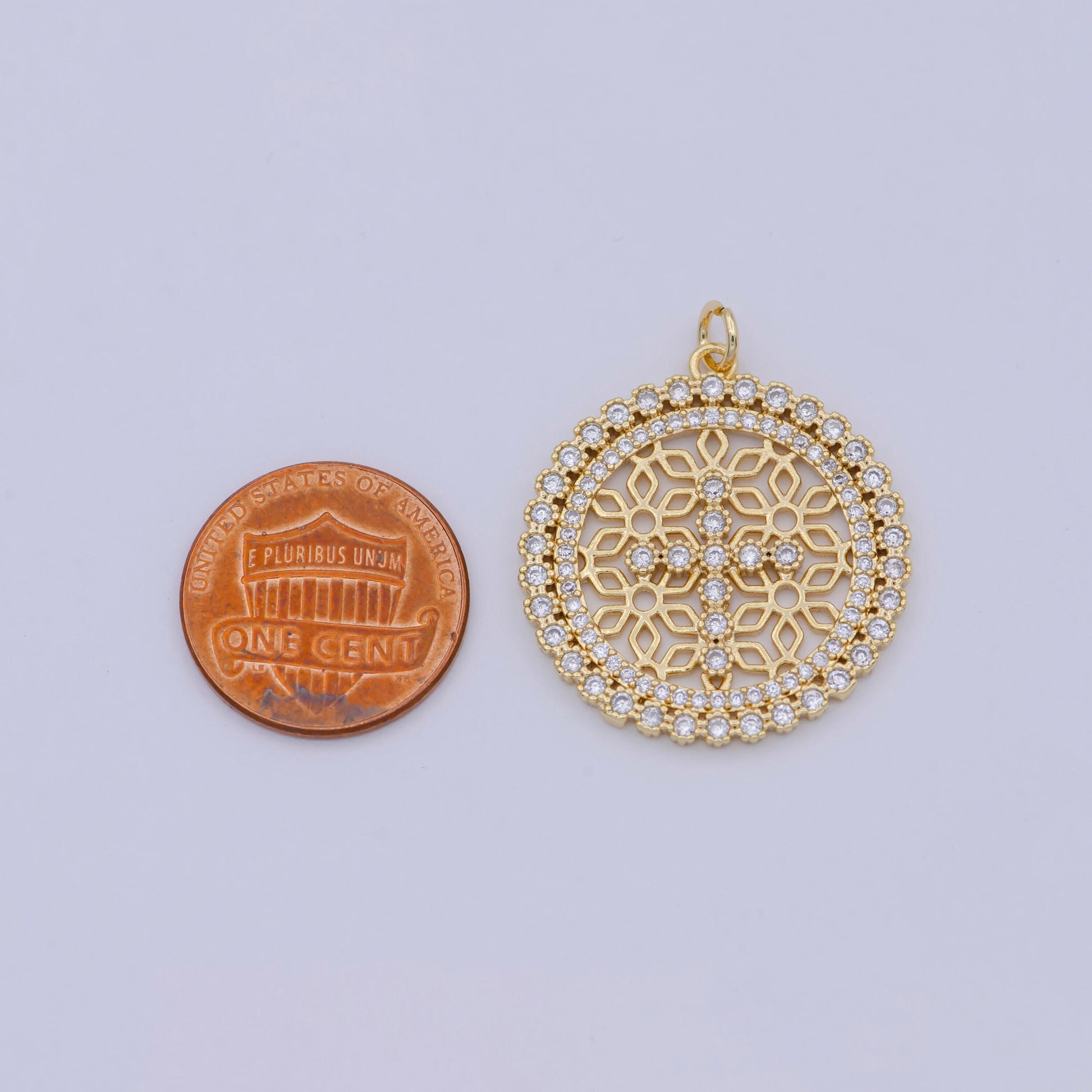 Dainty medallion charm micro pave cz pendant round coin cross charm for bracelet necklace earring supply, n-920