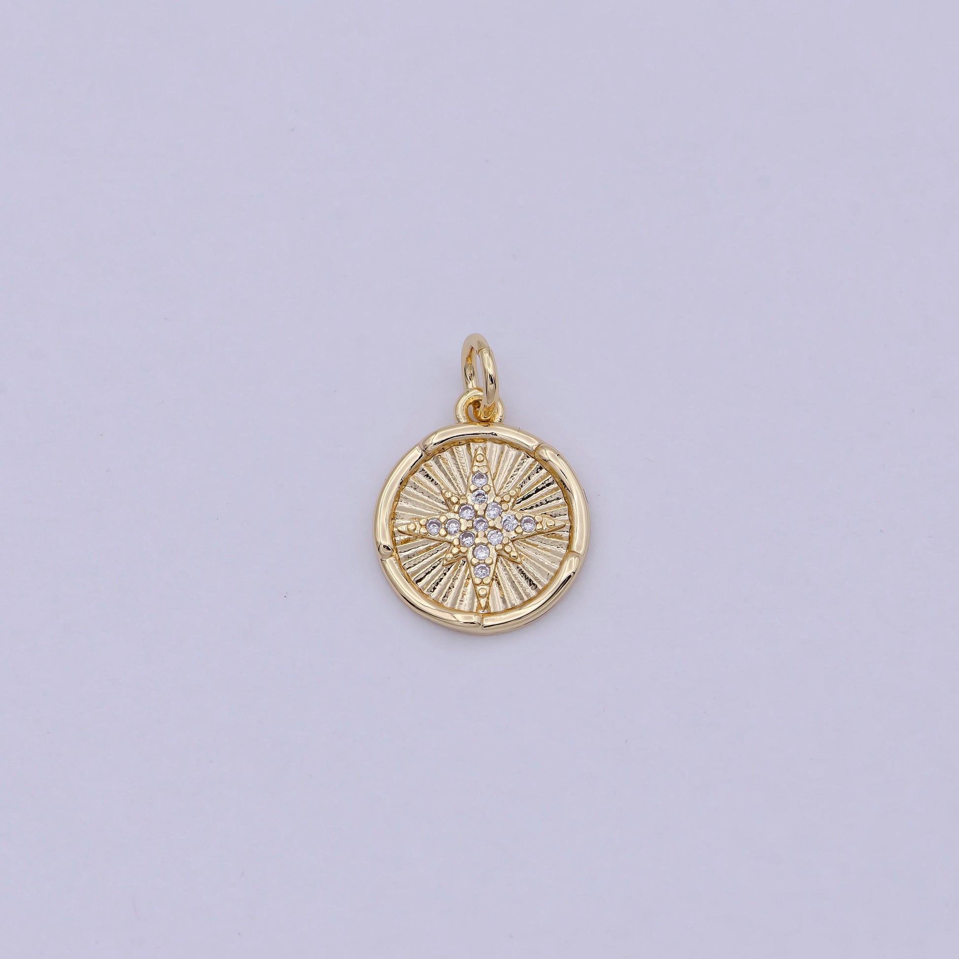 Mini gold filled north star charm with cz stone for celestial jewelry