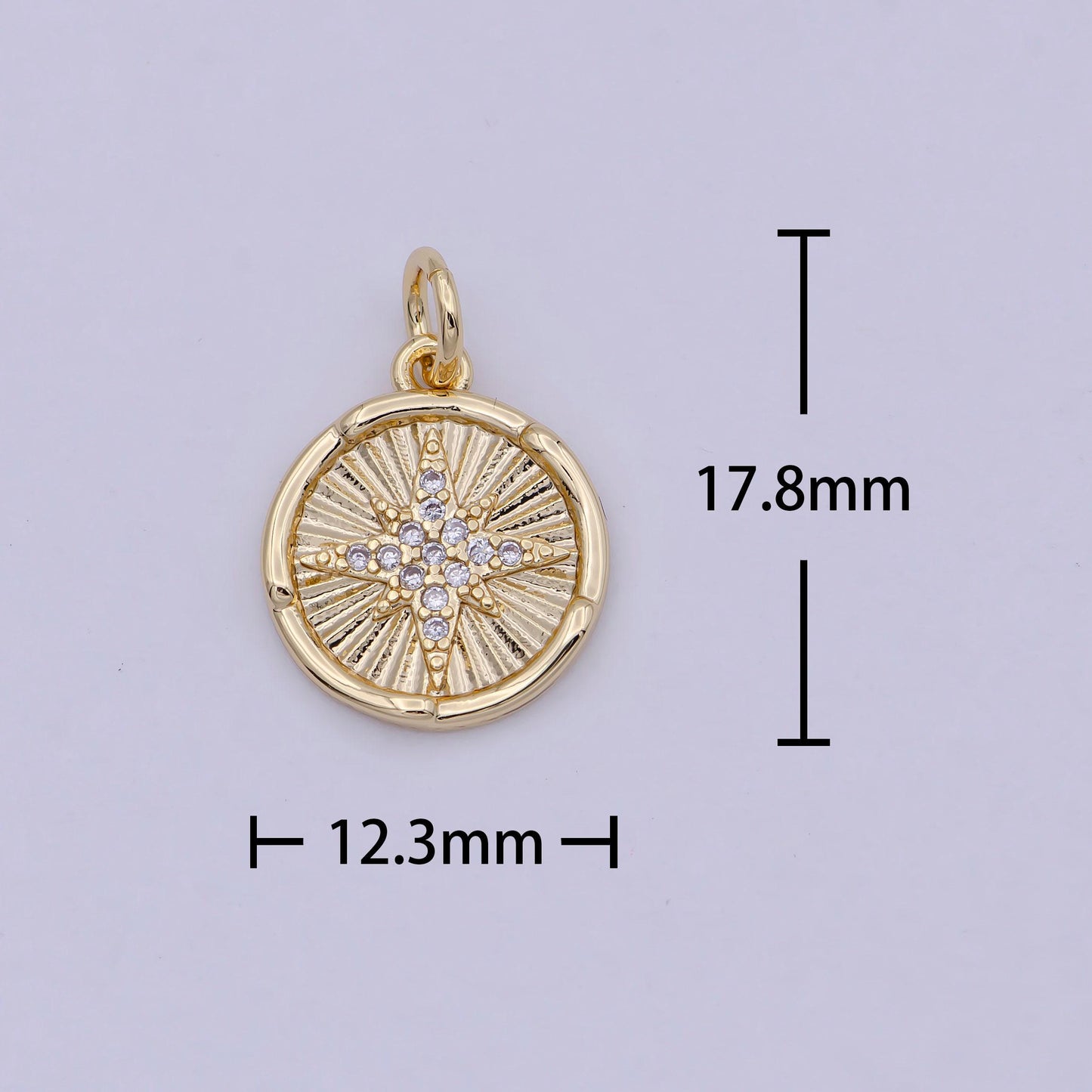 Mini gold filled north star charm with cz stone for celestial jewelry