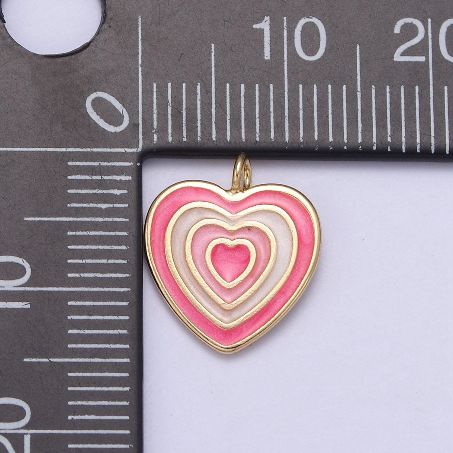 Dainty pink heart charm color enamel heart charm | valentine's day charms n-881