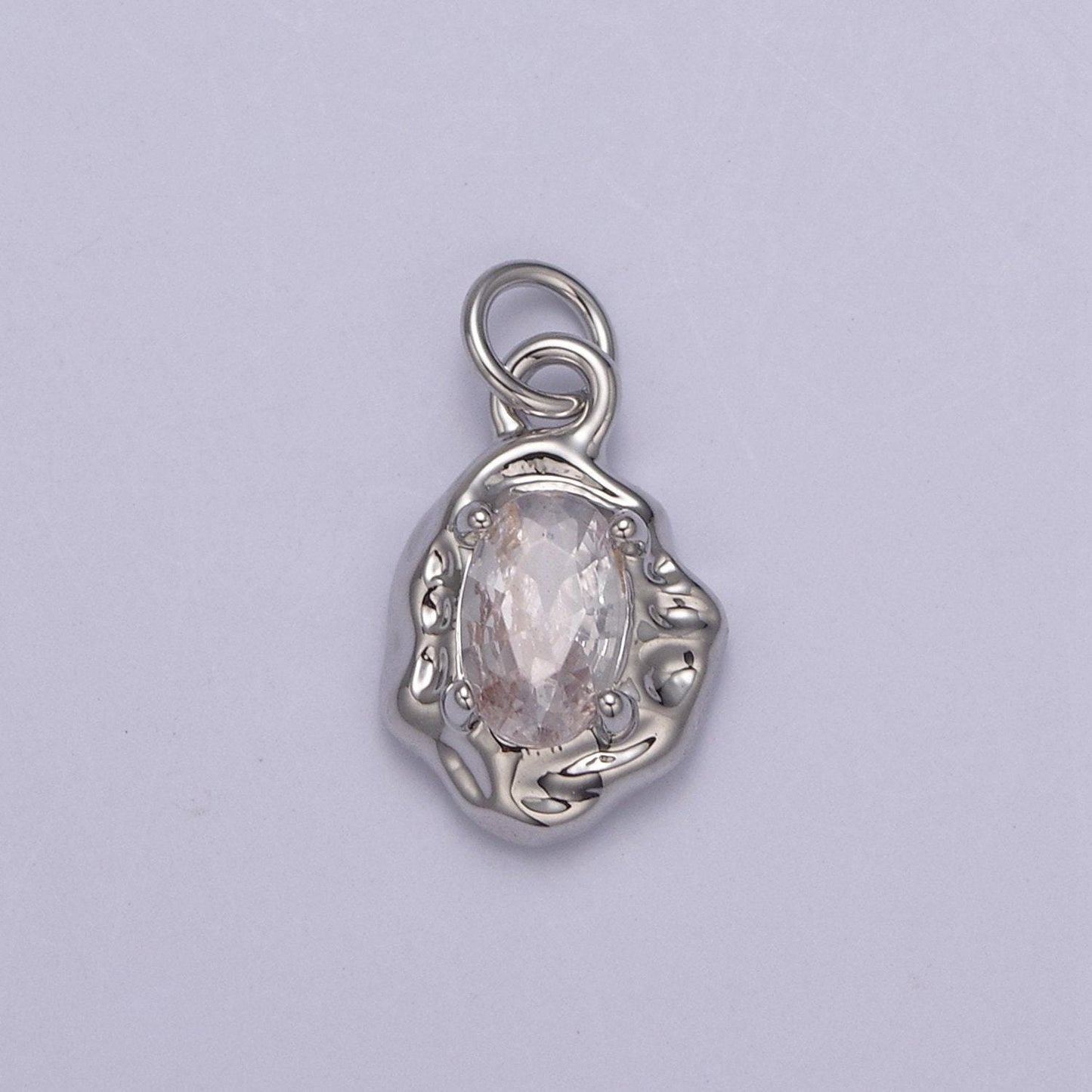 Mini silver rustic charm with colorful cubic zirconia stone option | diy fashion pendant jewelry necklace bracelet earring | n-715