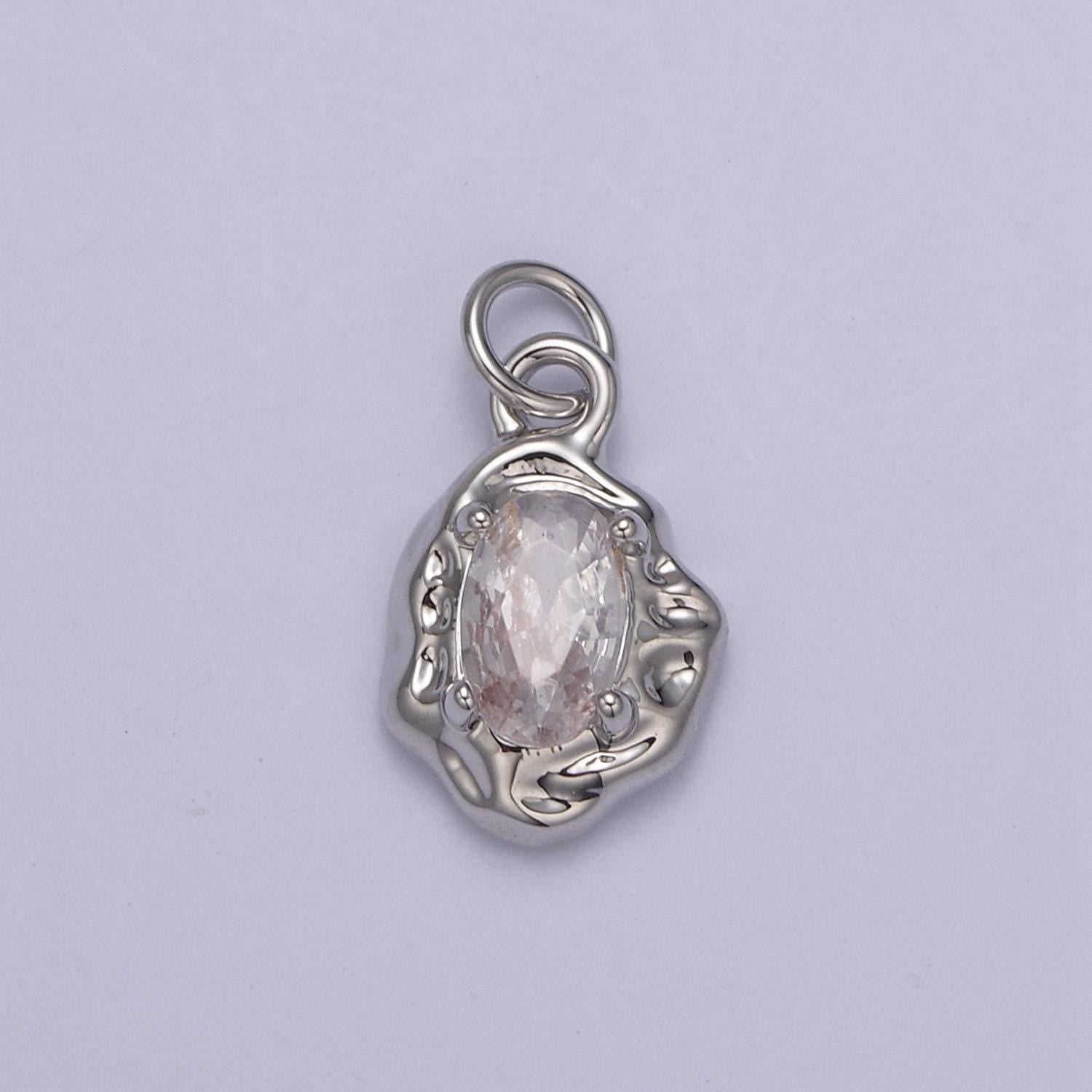 Mini silver rustic charm with colorful cubic zirconia stone option | diy fashion pendant jewelry necklace bracelet earring | n-715