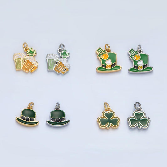 Dainty gold filled beer mug charms saint patrick charms silver oktoberfest charms wholesale enamel charm for bracelet necklace earring n873