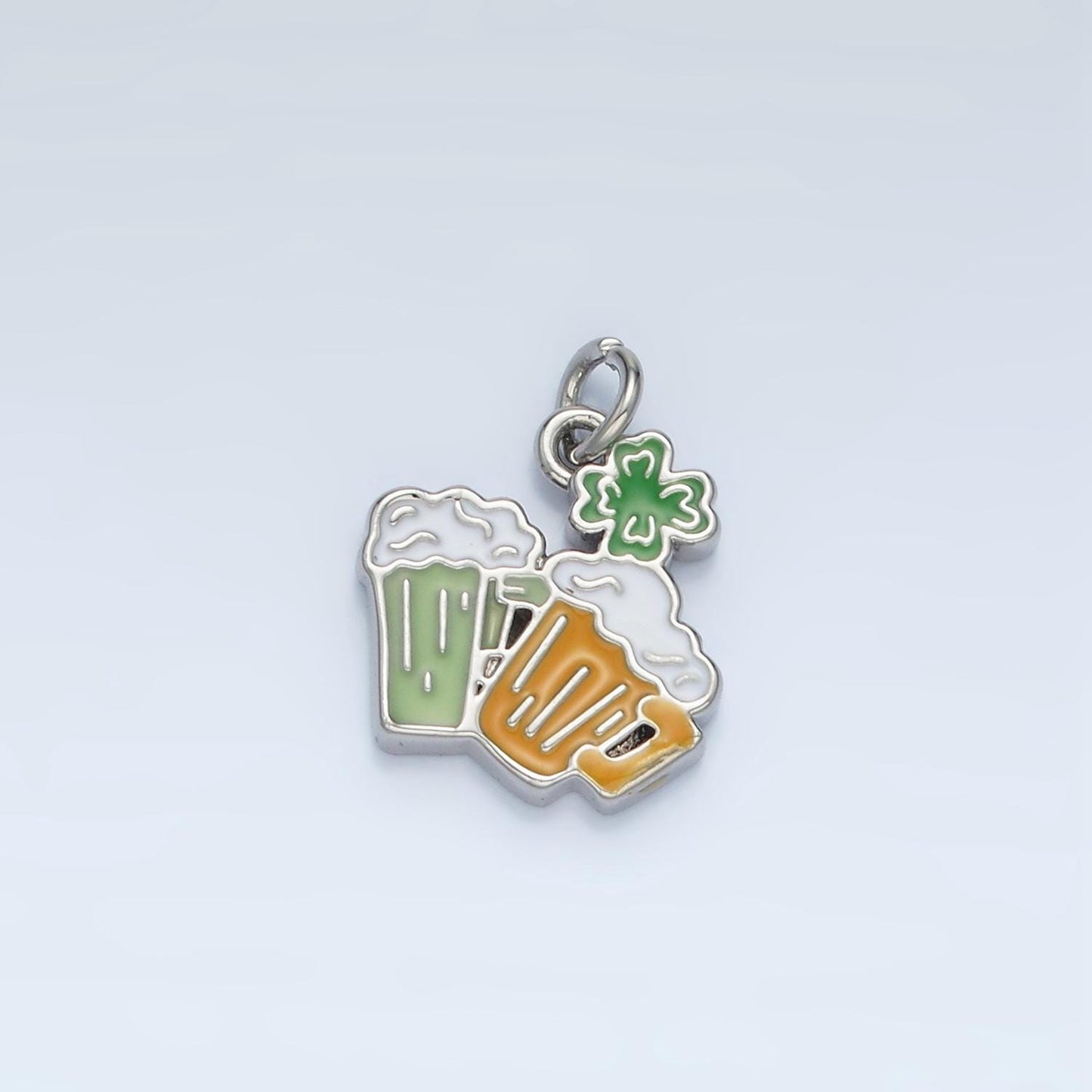 Dainty gold filled beer mug charms saint patrick charms silver oktoberfest charms wholesale enamel charm for bracelet necklace earring n873
