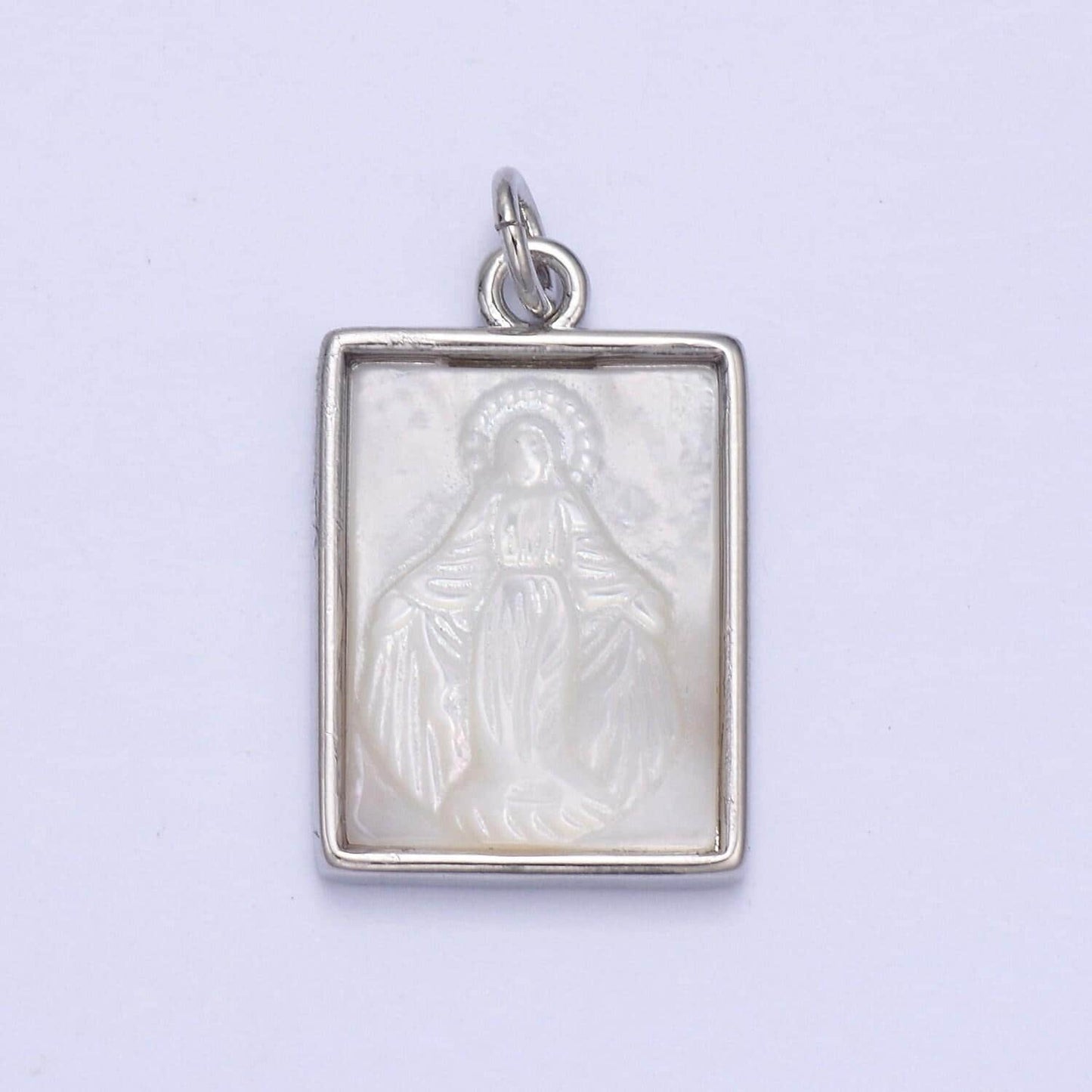 Dainty virgin mary on frame pendant in gold & silver pearl center miraculous lady pendant jewelry necklace | n-860 n-861