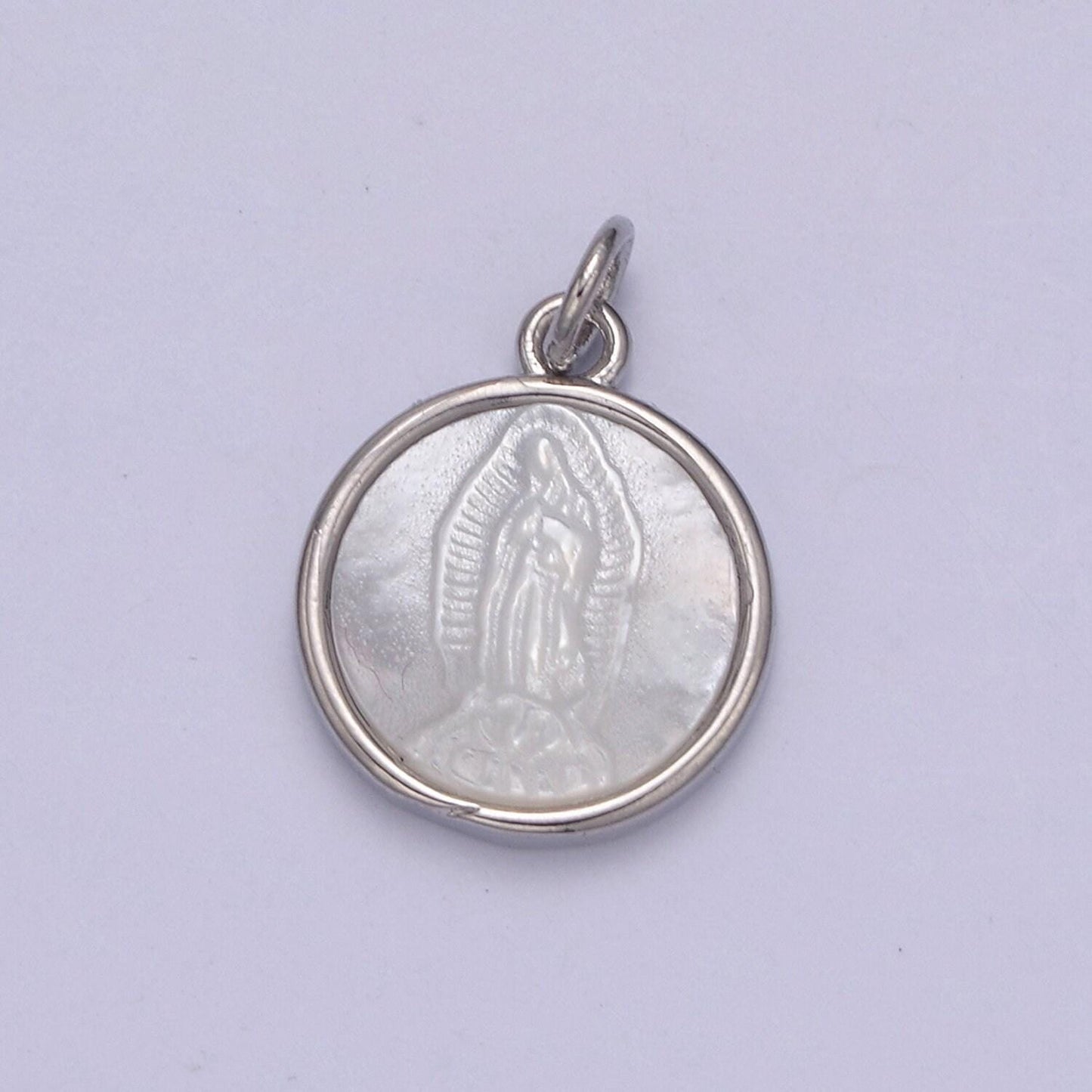 Simple dainty virgin mary pendant in gold & silver pearl center | diy charm jewelry necklace bracelet earring | n-860 n-861